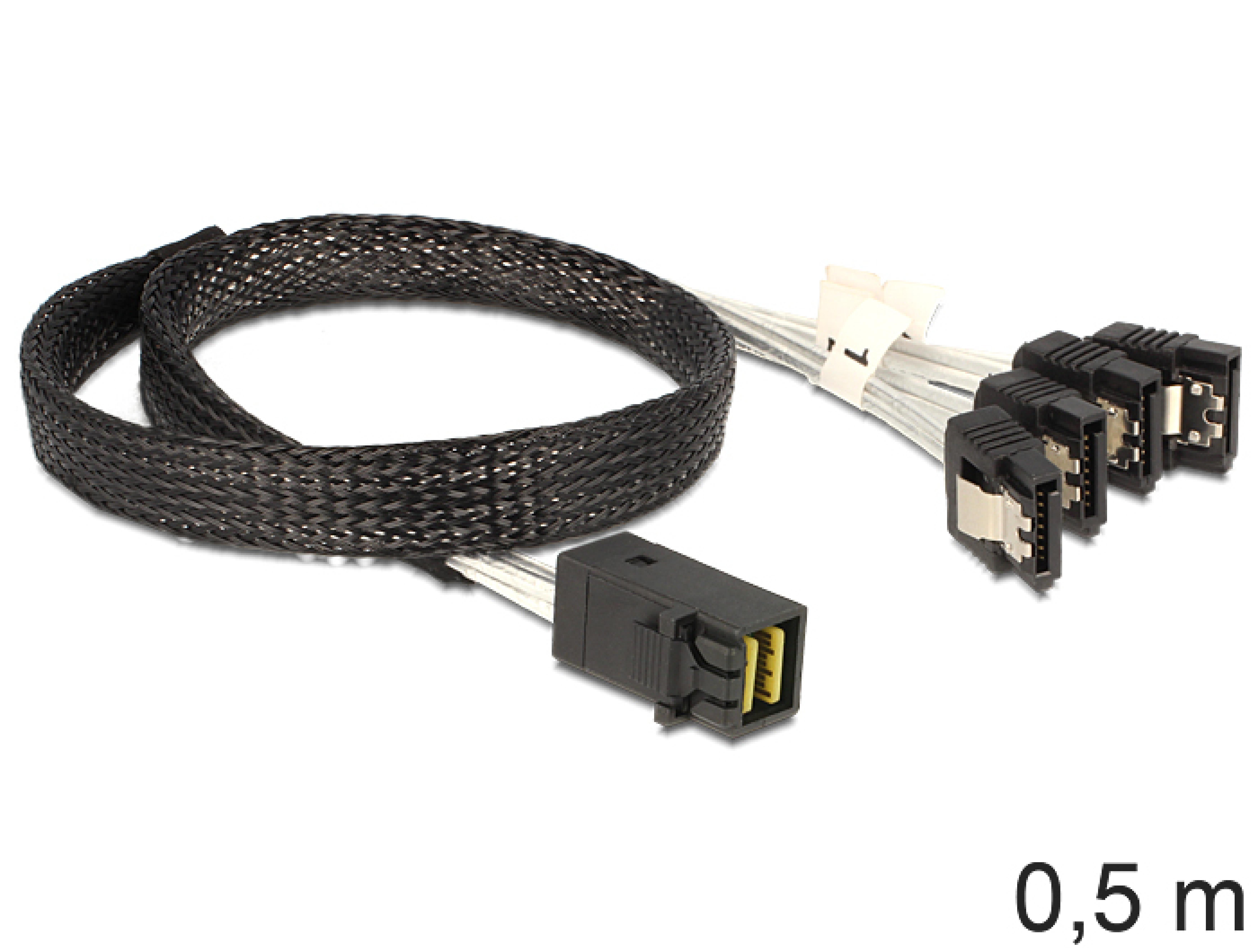 DELOCK SAS Kabel Mini SAS HD -> 4x Sata 7Pin St/St 0.50m
