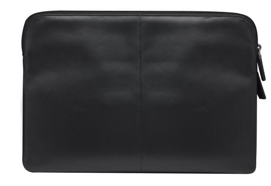 Schwarze Leder-Laptoptasche, schlichtes Design