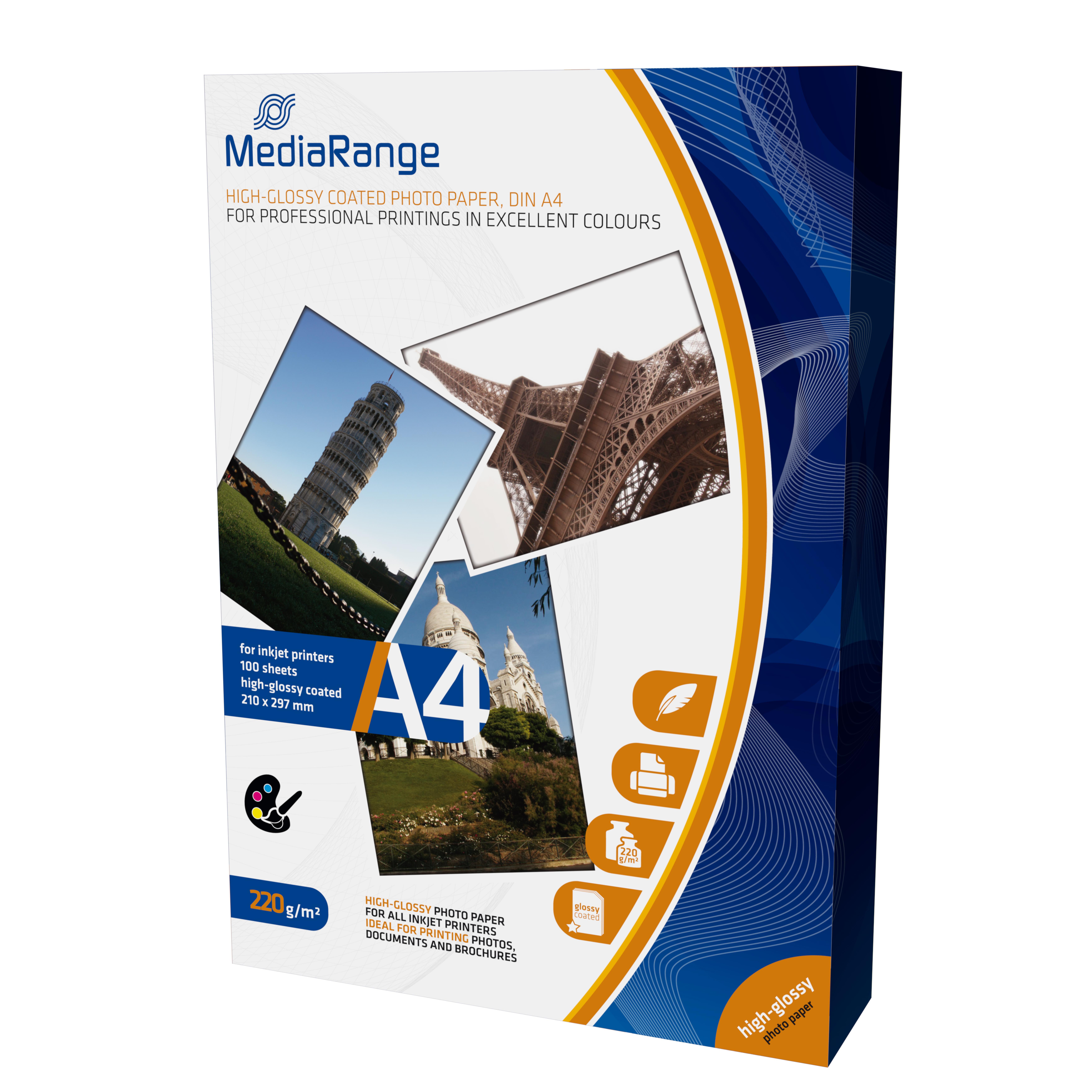 MediaRange Foto Papier hochglaenzend A4 220g 100 Blatt