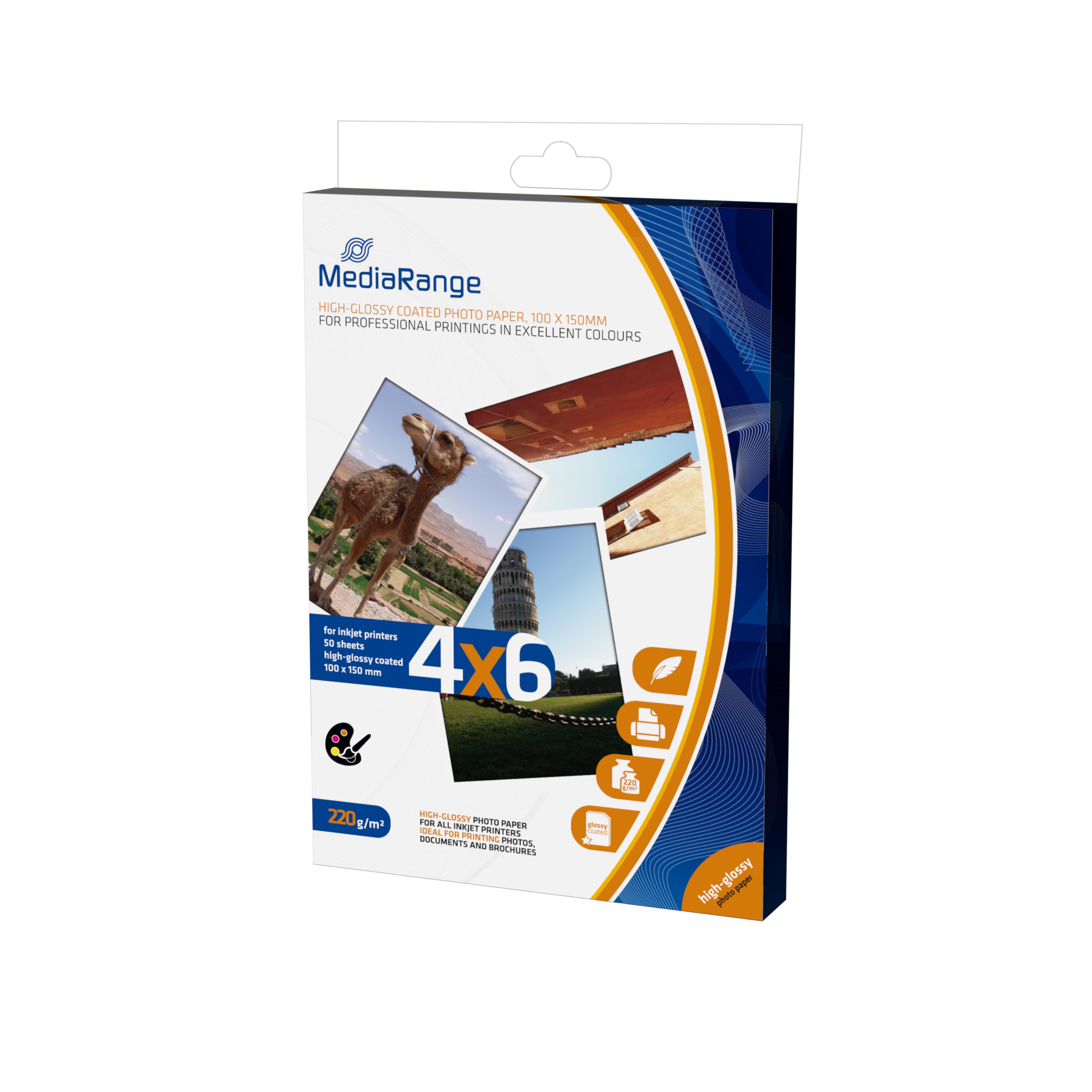 MediaRange Foto Papier hochglaenzend 10x15cm 220g 50 Blatt