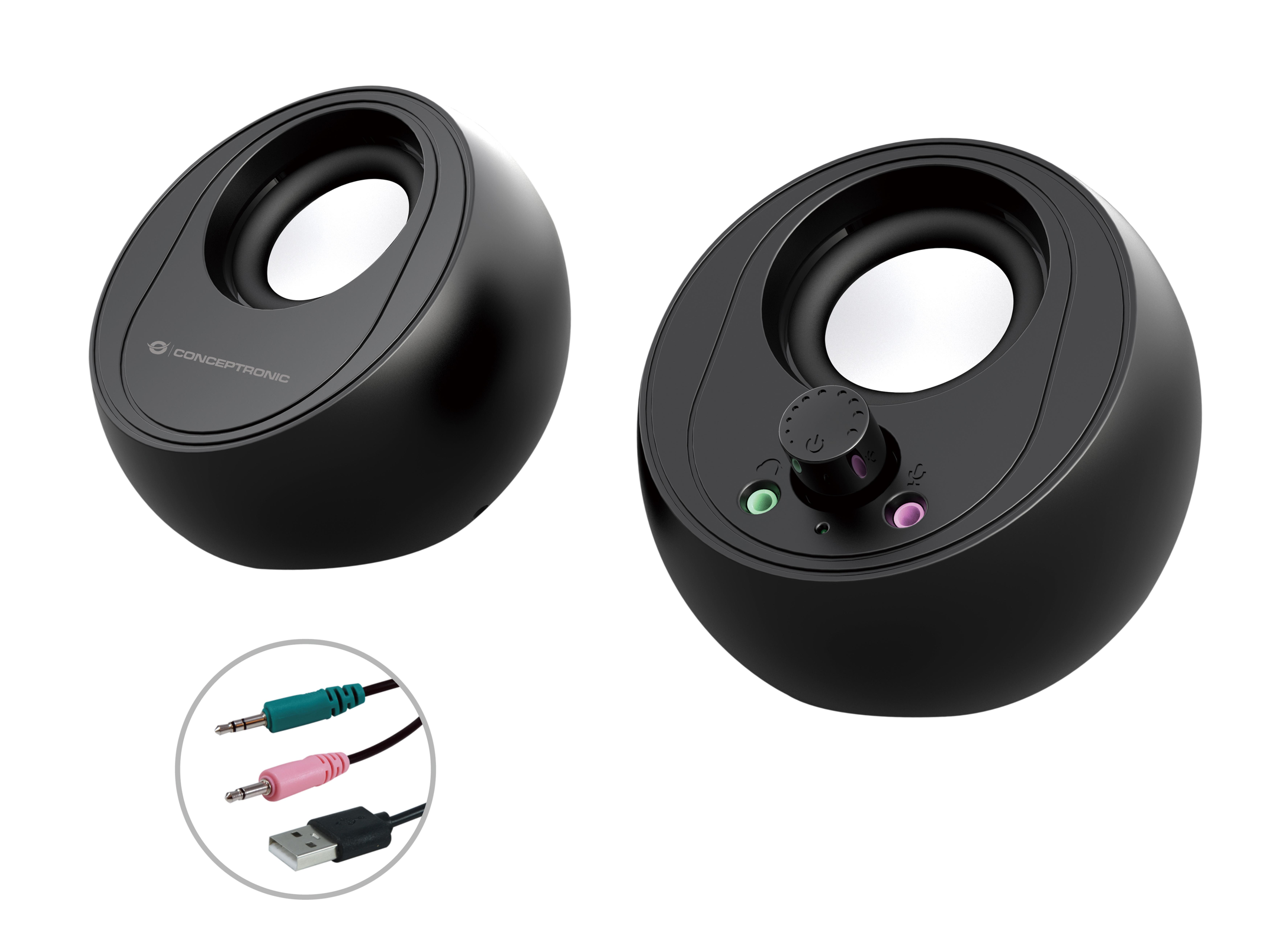 CONCEPTRONIC 2.0-Lautsprecher BT5.0/USB-A/3.5mm 10W schwarz