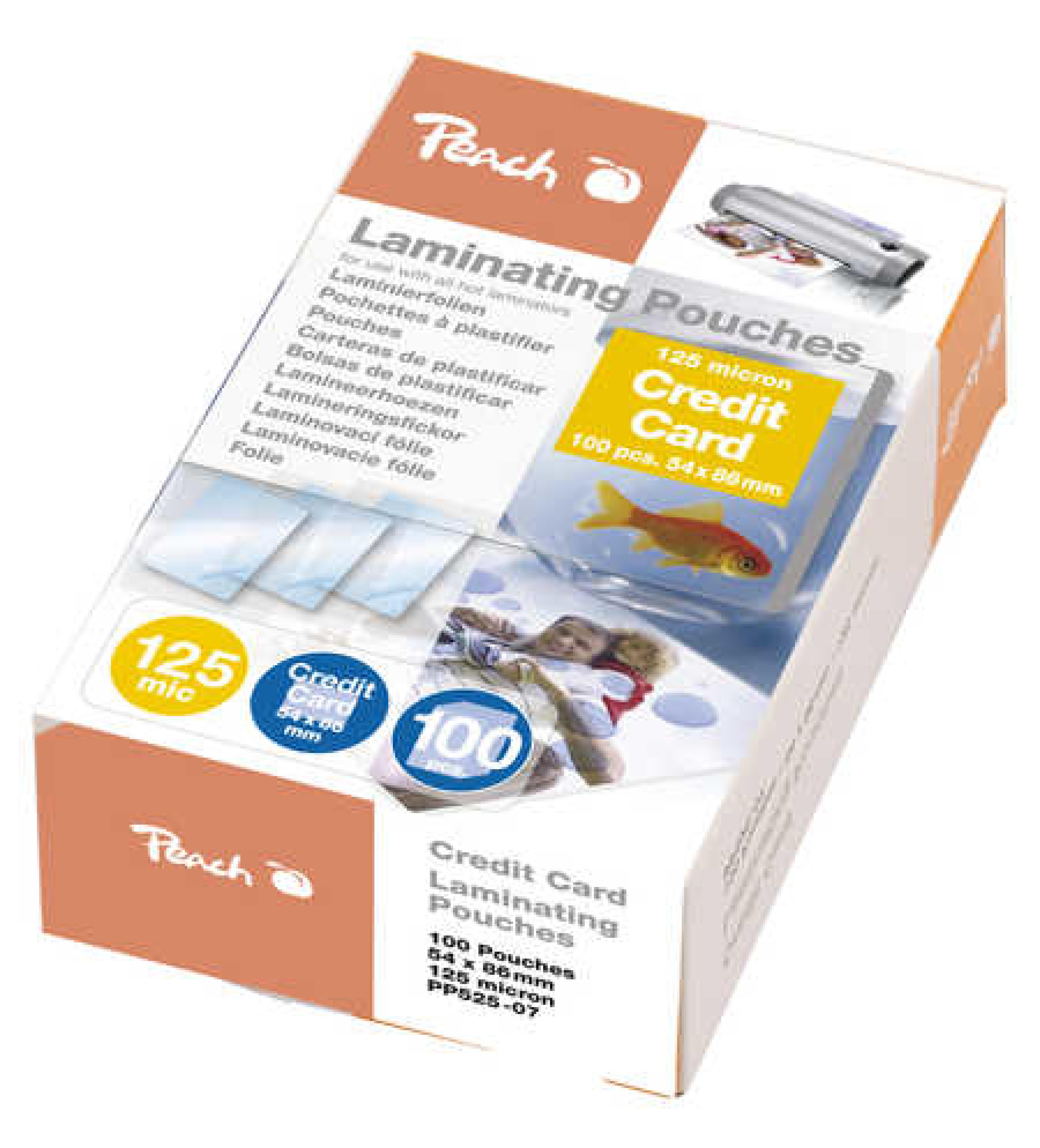 Peach Laminierfolien Kreditkarte 54x86mm 125 mic glaen. 100PK
