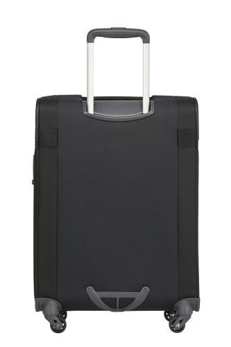 Robuster schwarzer Rollkoffer mit Teleskopgriff Schwarzer Rollkoffer mit vier Rollen und Teleskopgriff, ideal für Reisen
