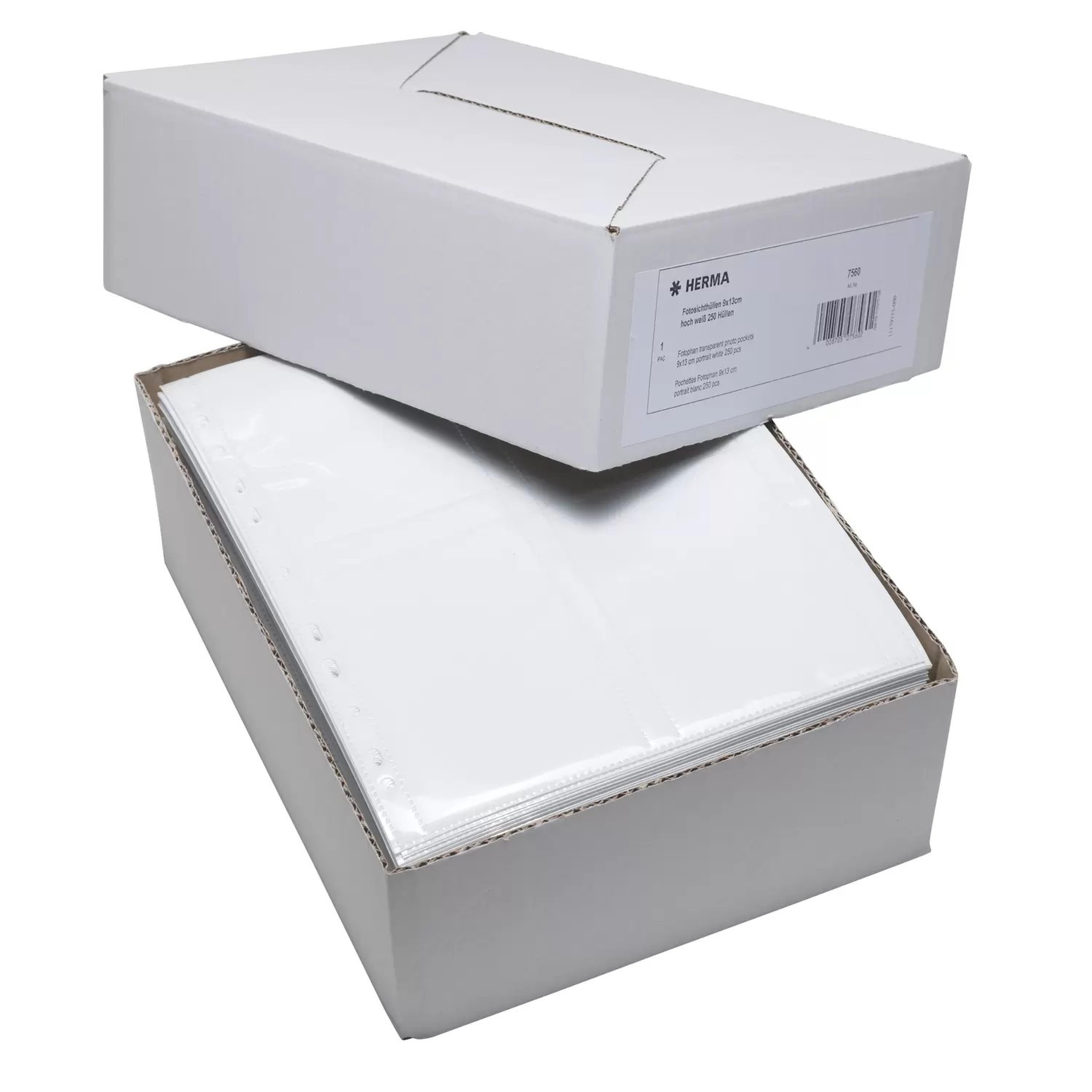 HERMA Fotosichthuellen 90 x 130 mm hoch weiss 250 Huellen