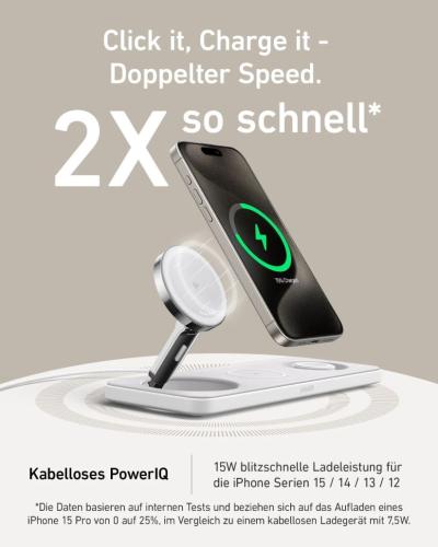 Kabelloses Ladegerät mit schnellem PowerIQ für iPhone 15, 14, 13, 12