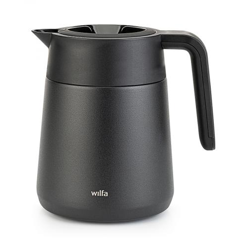 Schlichte schwarze Thermoskanne mit Griff von Wilfa