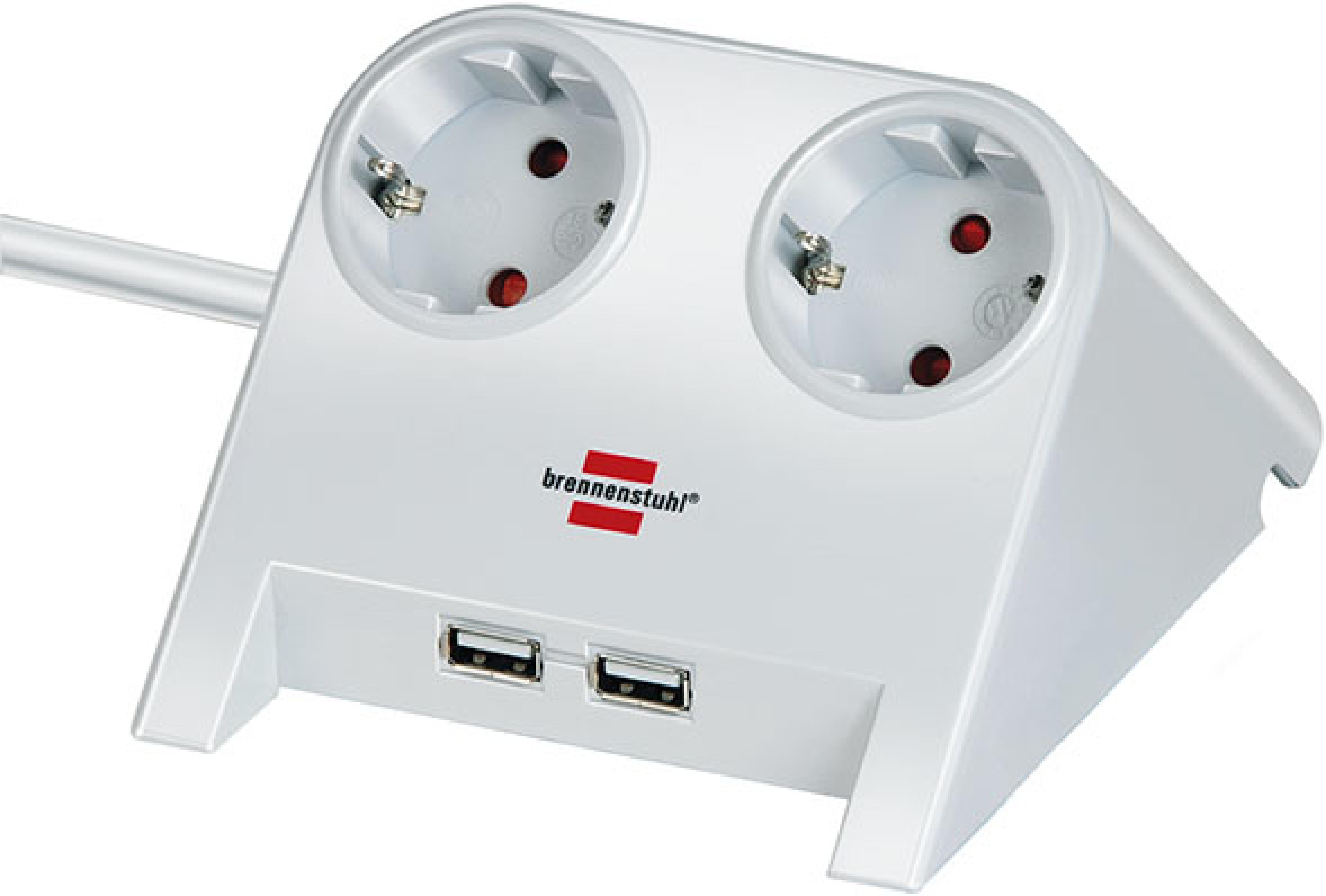 Brennenstuhl Tischsteckdose 2x 2-USB Ports 2100mA weiss
