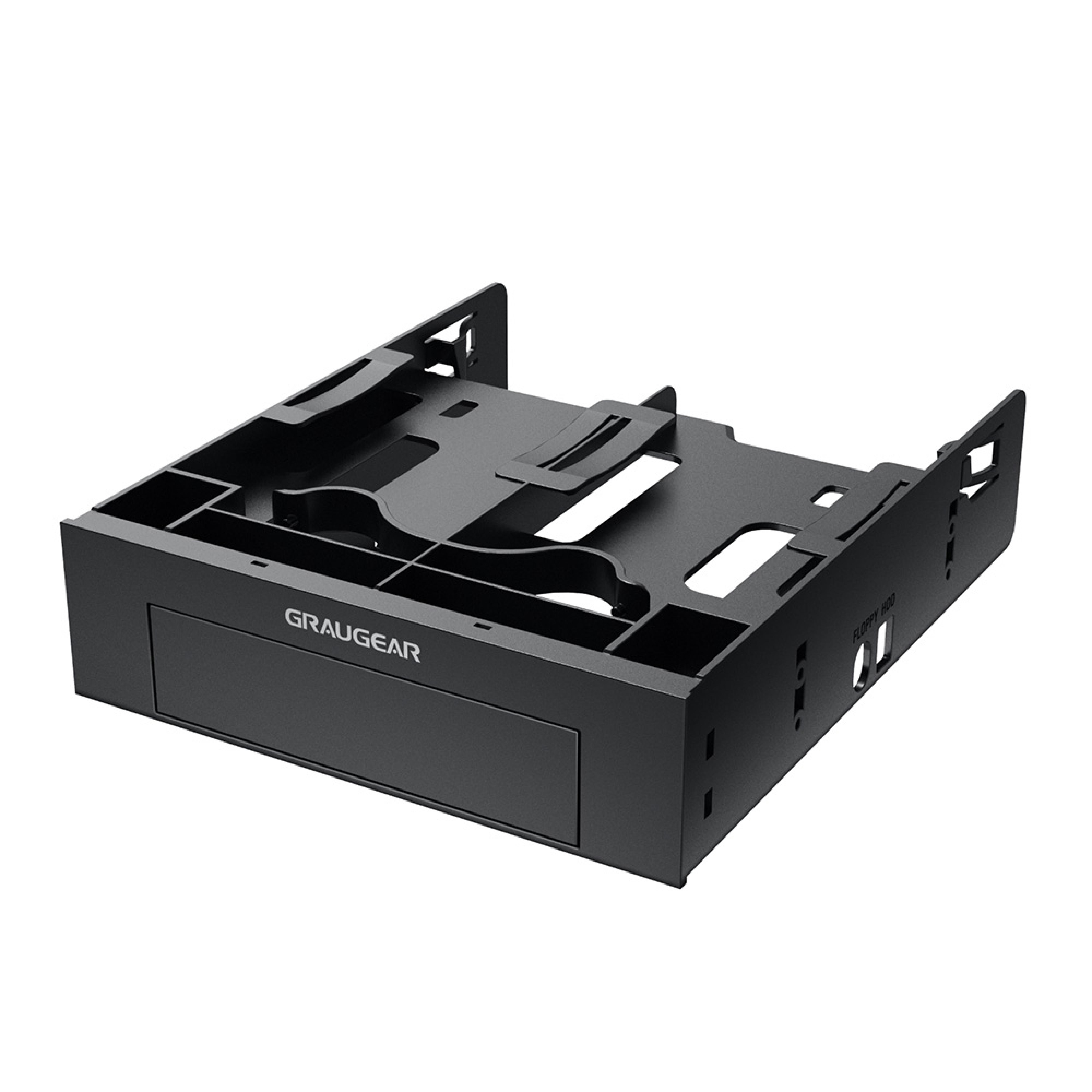 GRAUGEAR Einbaurahmen fuer 2x 2,5" & 3,5" HDD/SSD in 5,25"