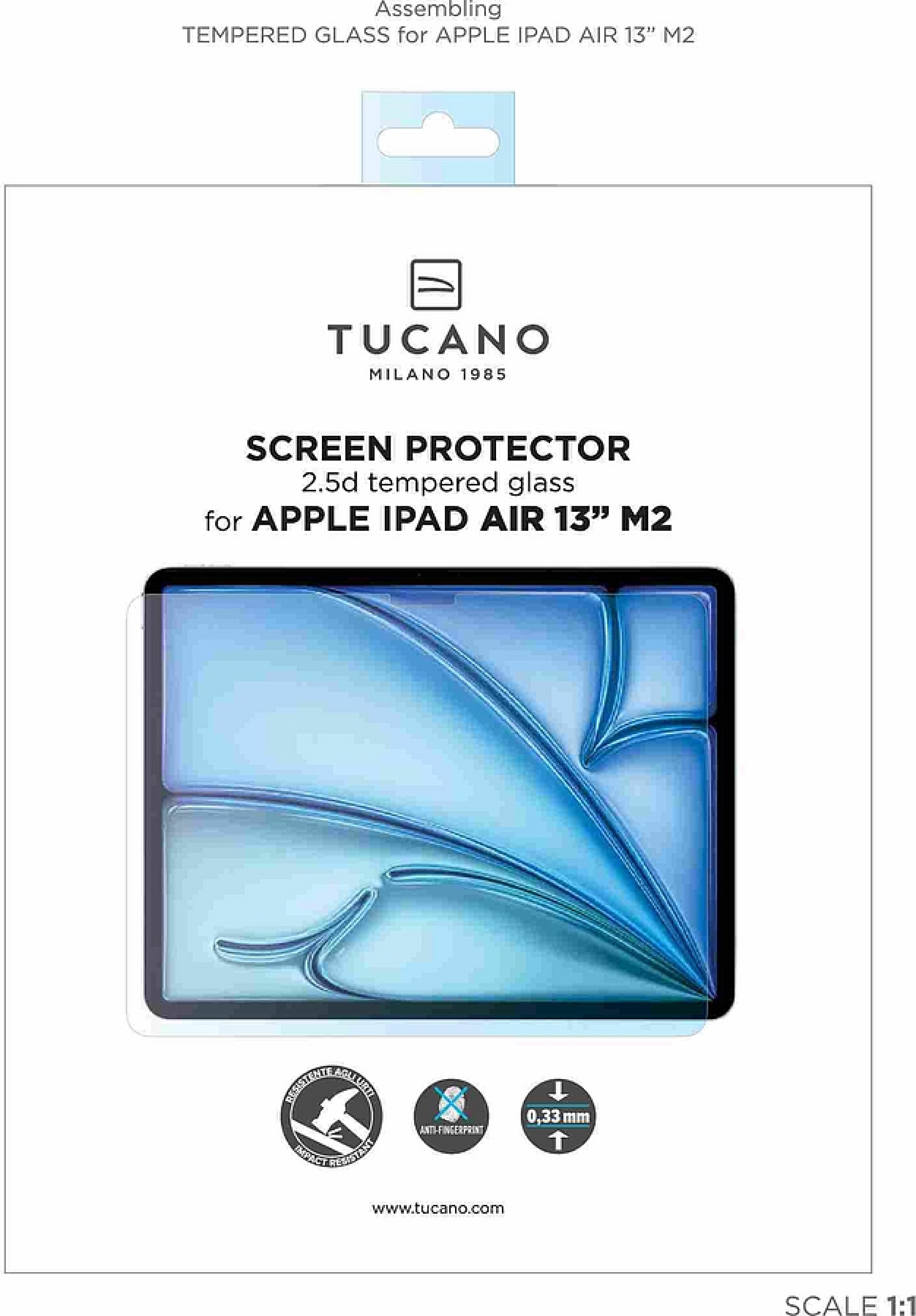 TUCANO SCREEN PROTECTOR Glasfolie Apple iPad Air 13 M4-M3-M2, klar