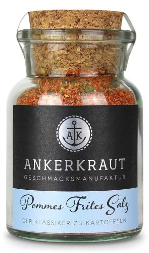 Ankerkraut Pommes Frites Salz im Glas mit Korkverschluss Glas mit Ankerkraut Pommes Frites Salz, ideal für Kartoffelgerichte, mit Korkverschluss