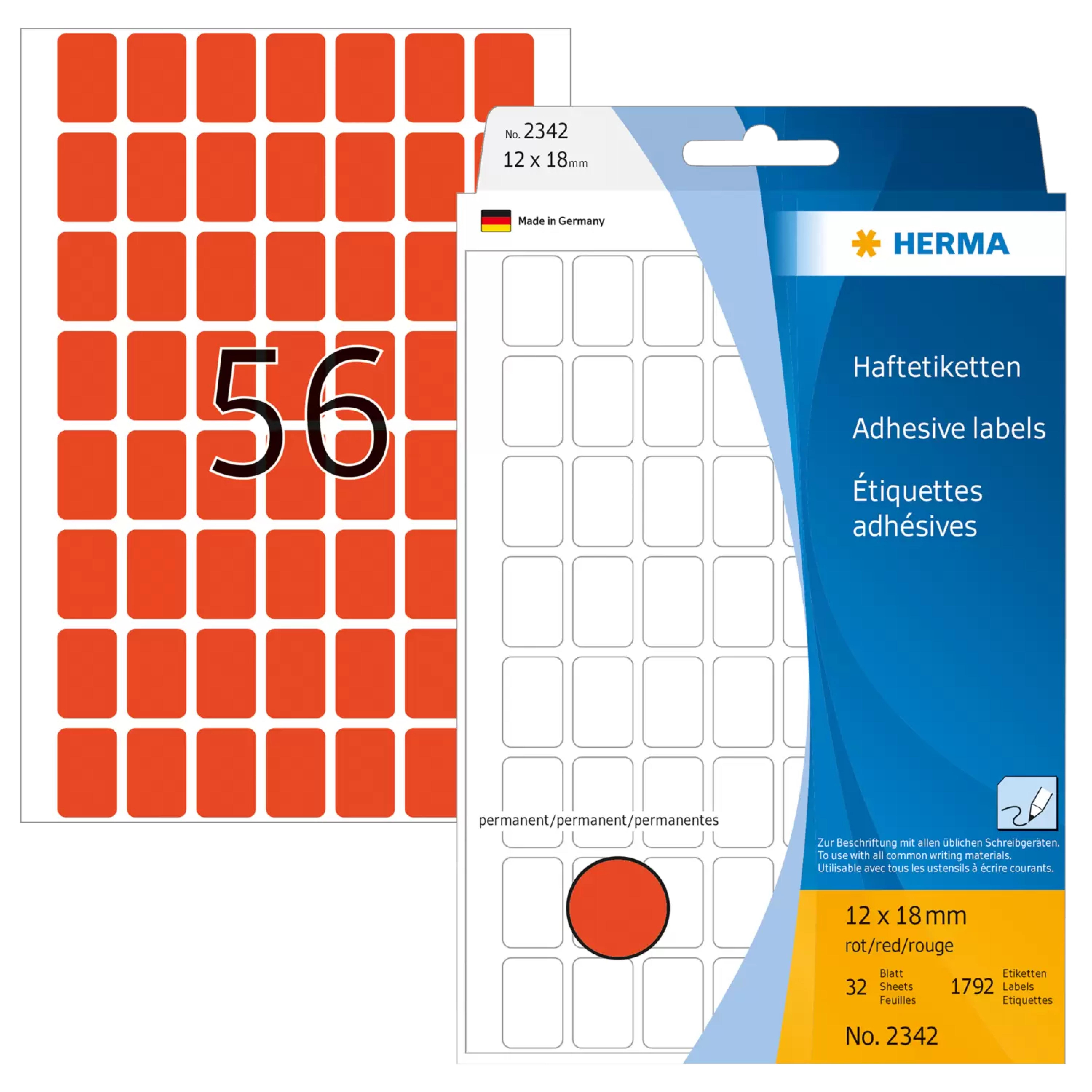 HERMA Vielzwecketiketten rot 12x18 mm Papier matt 1792 St.