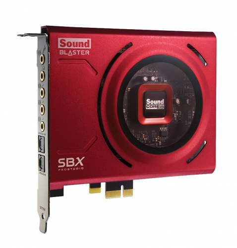 Soundkarte Creative Sound Blaster SBX Pro Studio in Rot Hochwertige Soundkarte Creative Sound Blaster SBX Pro Studio in Rot mit mehreren Anschlüssen