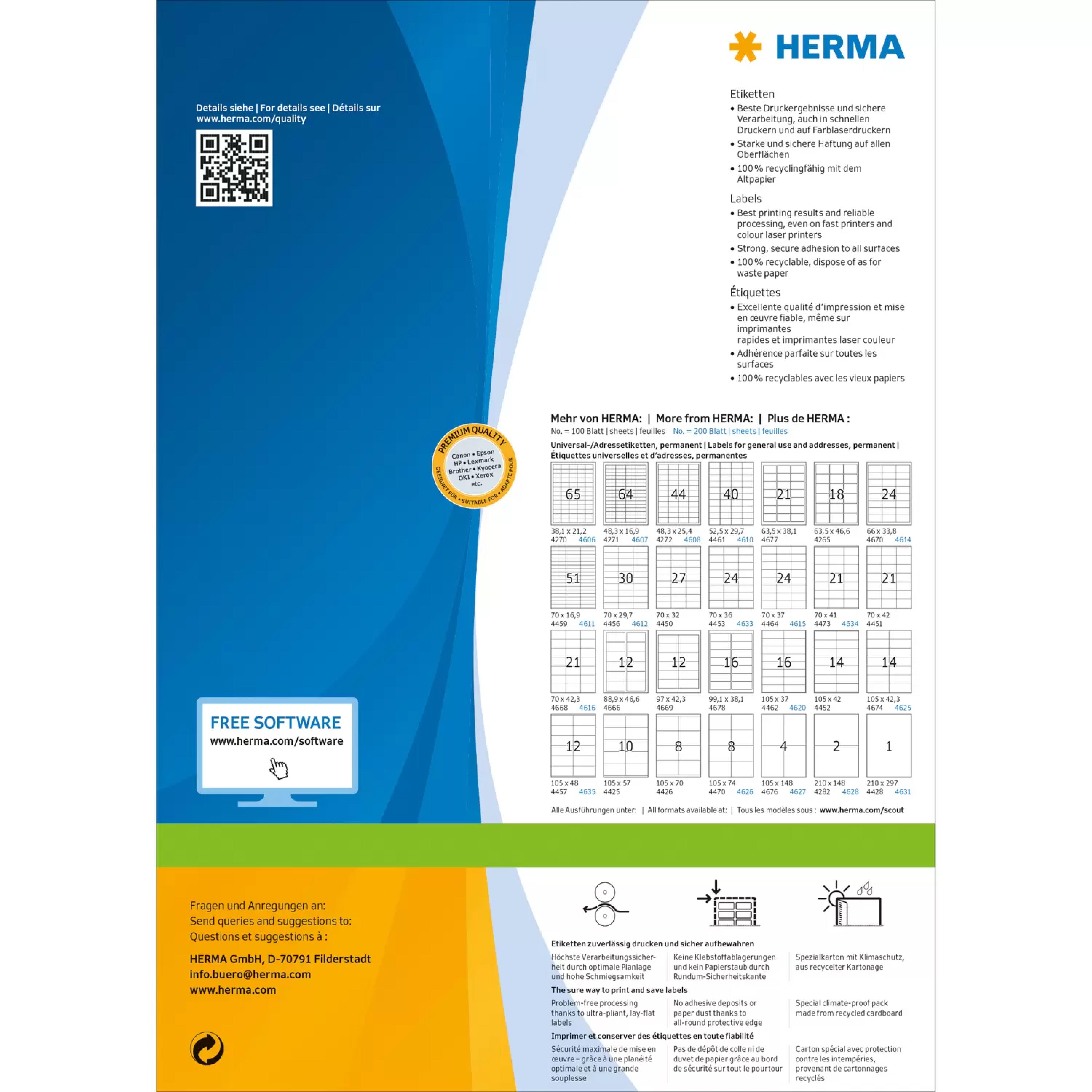 HERMA Adressetiketten A5 weiss 148,5x205 mm Papier 400 St.