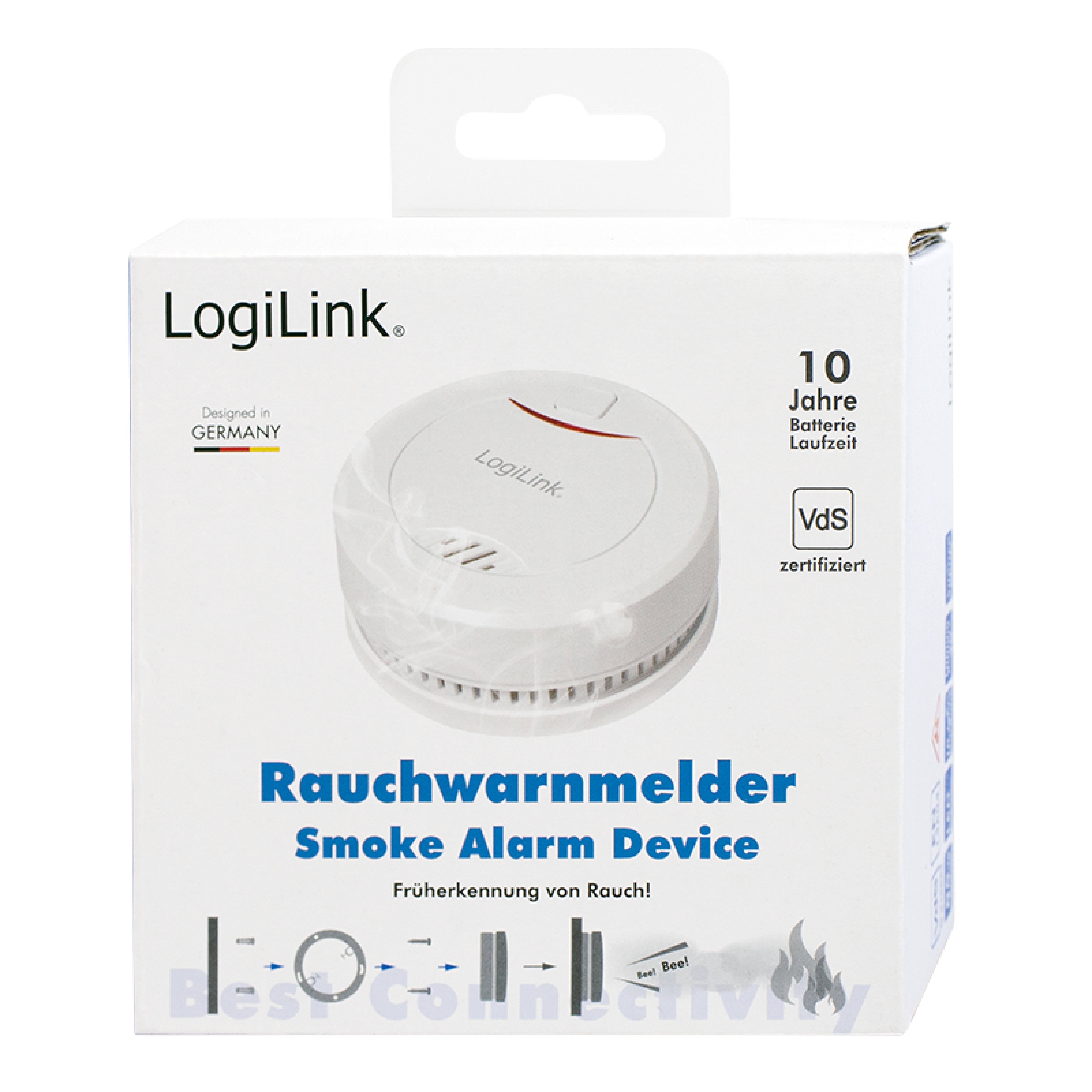 Logilink Rauchmelder mit VdS Zulassung, 10 Jahre Lebensdauer