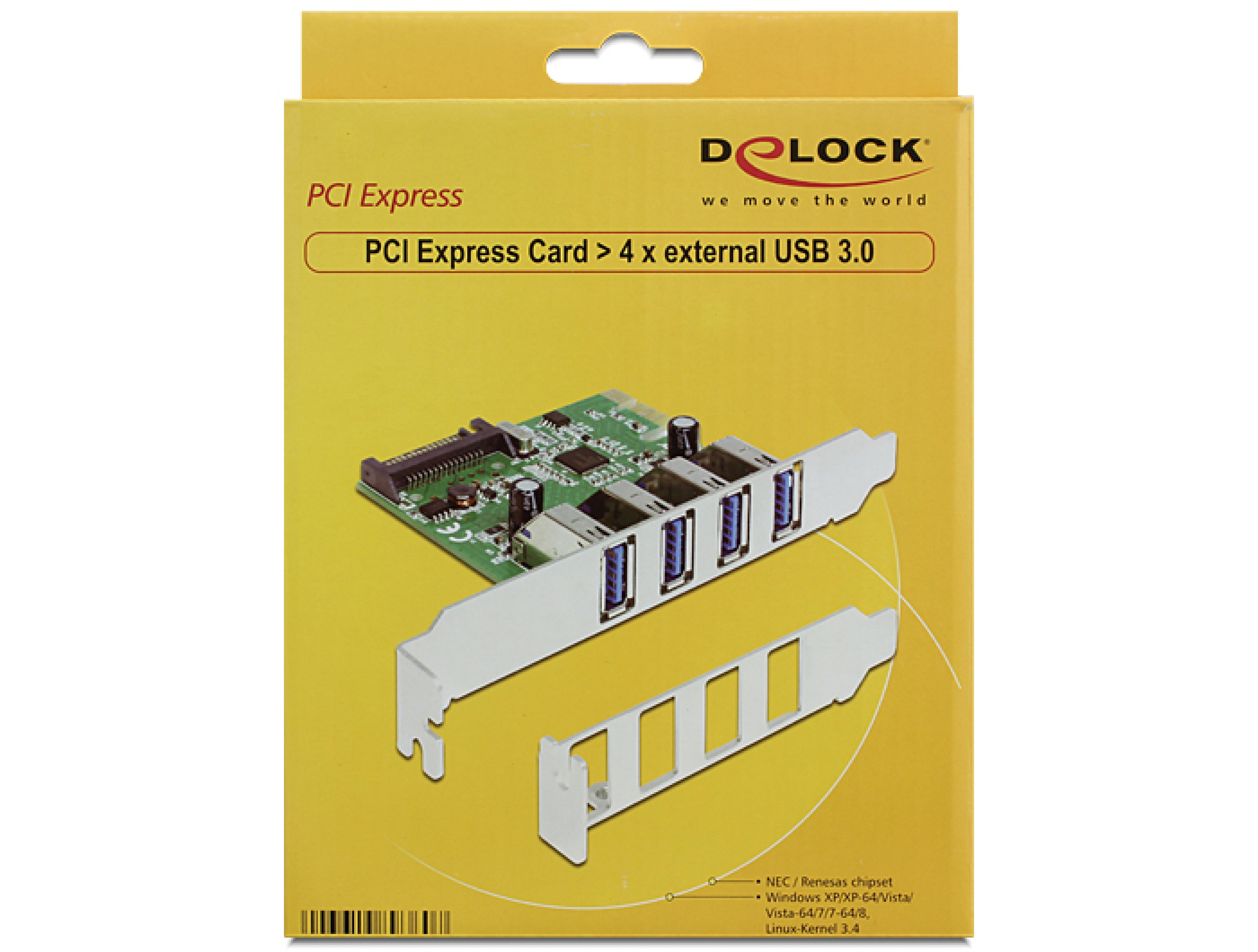 DELOCK PCI Expr Card 4x USB3.0 ext +LowProfile