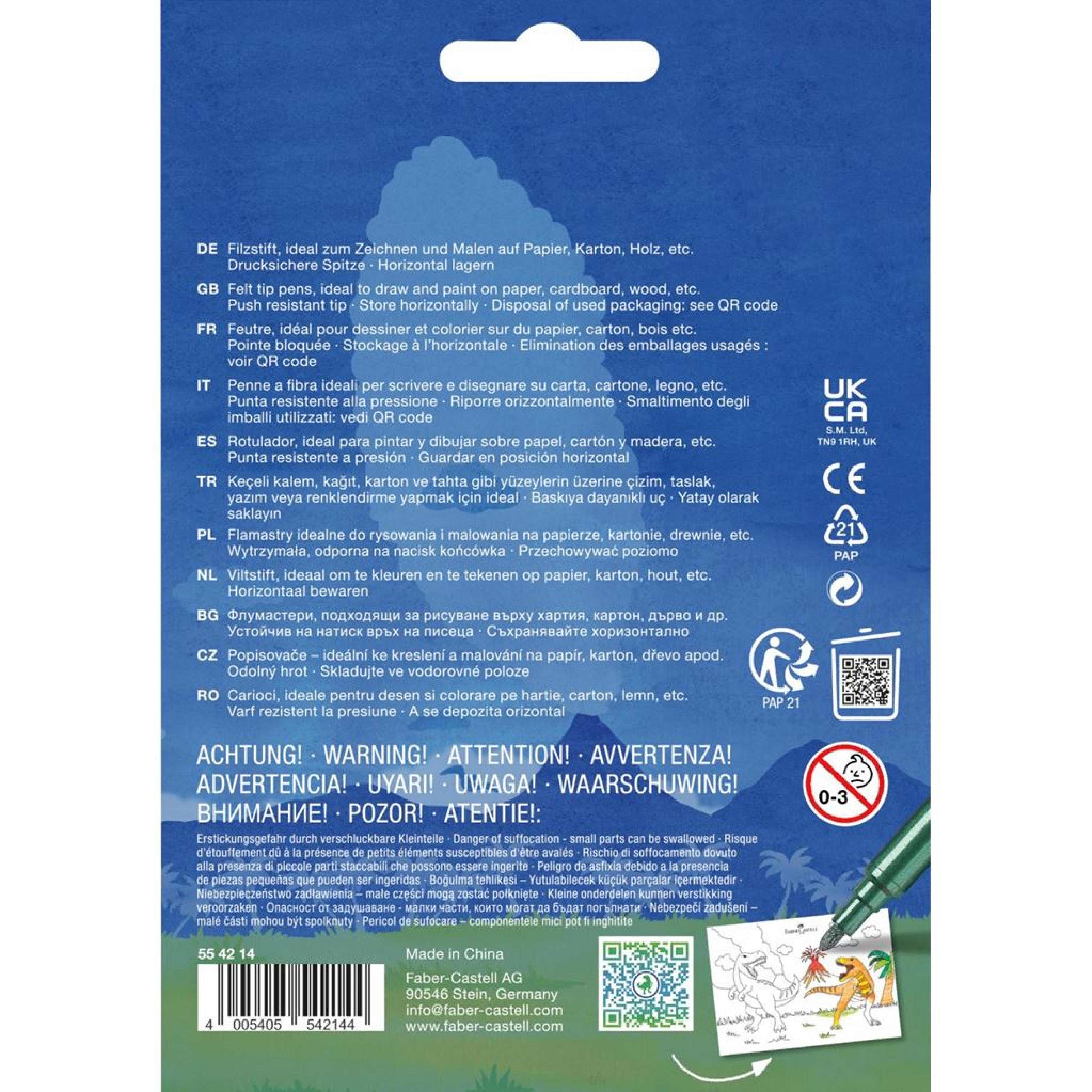 FABER-CASTELL Filzstift Dino 10+3 + Sticker