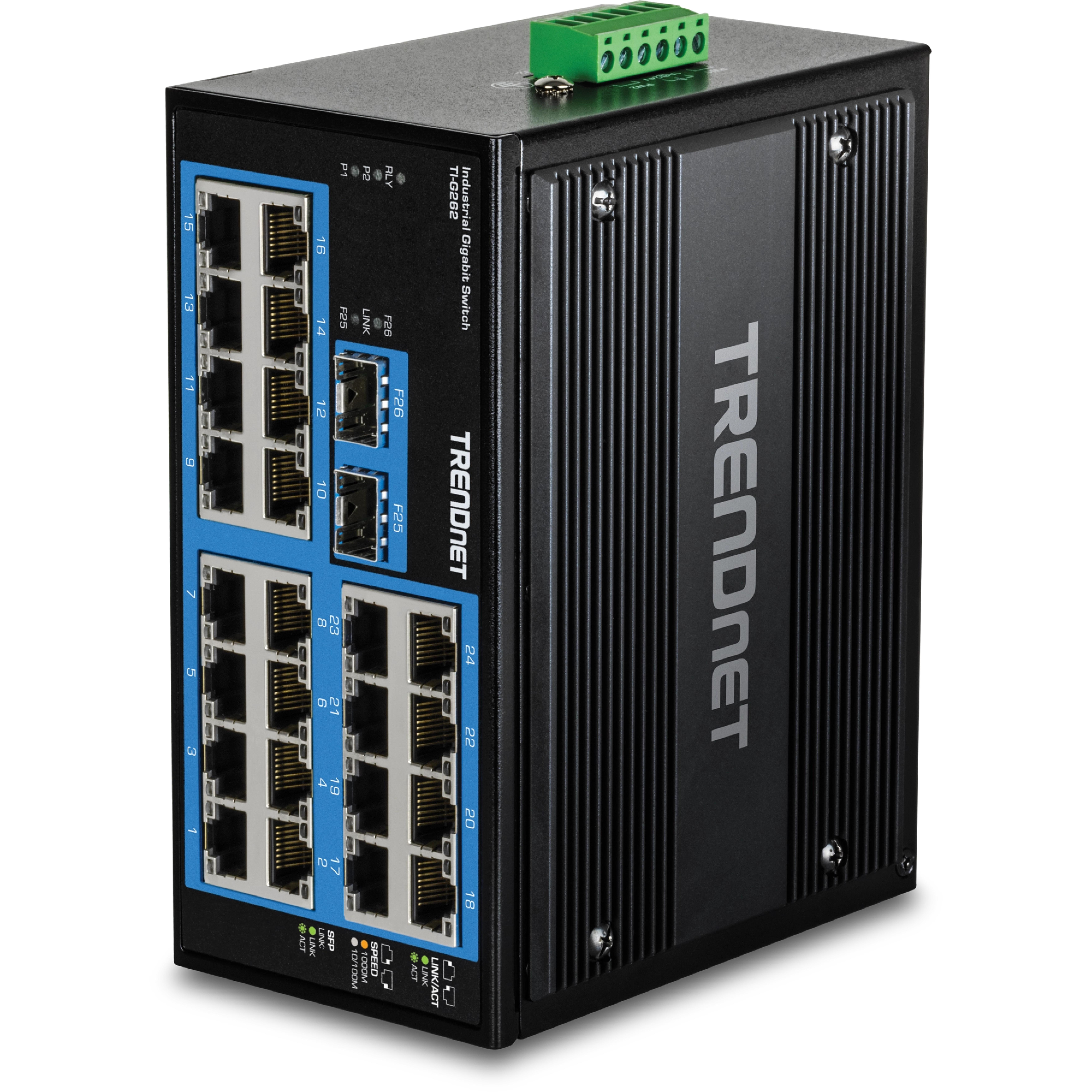 TRENDnet 26-Port Hardened Industrial Gigabit DIN-Rail Switch