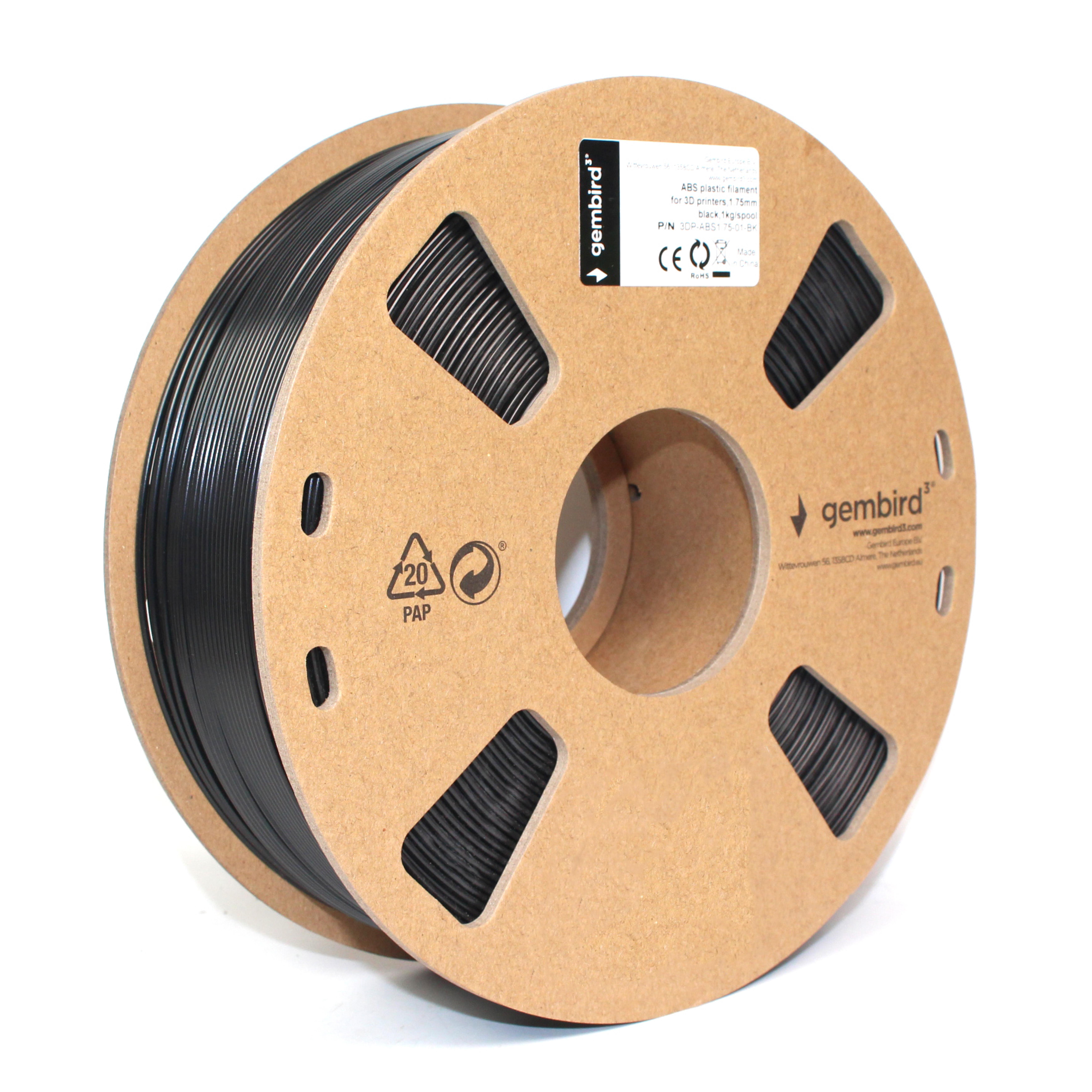 gembird Filamentcassette ABS schwarz 1.75mm 1kg Spule