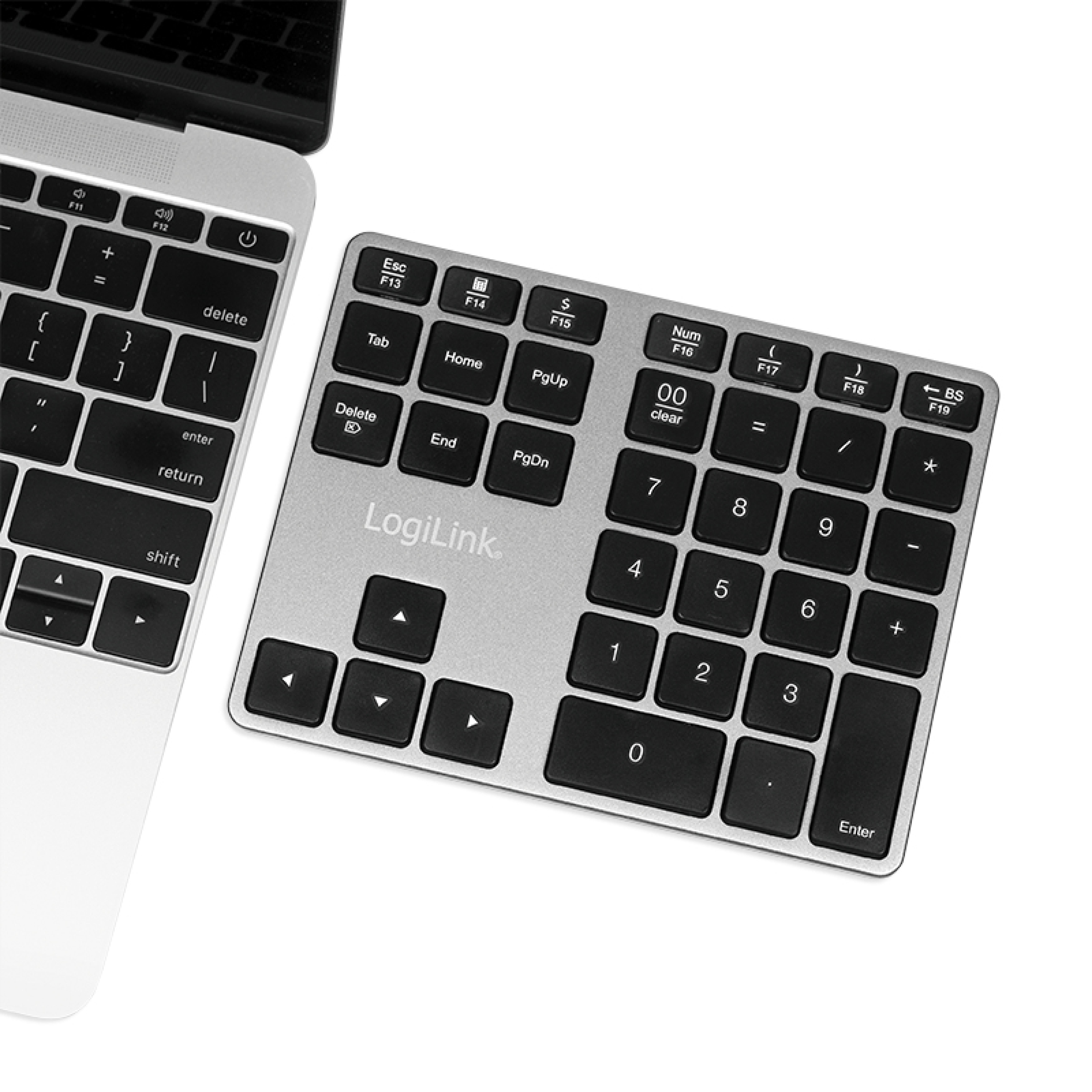 Logilink Keypad Bluetooth, mit 35 Tasten, ALU, Space grau