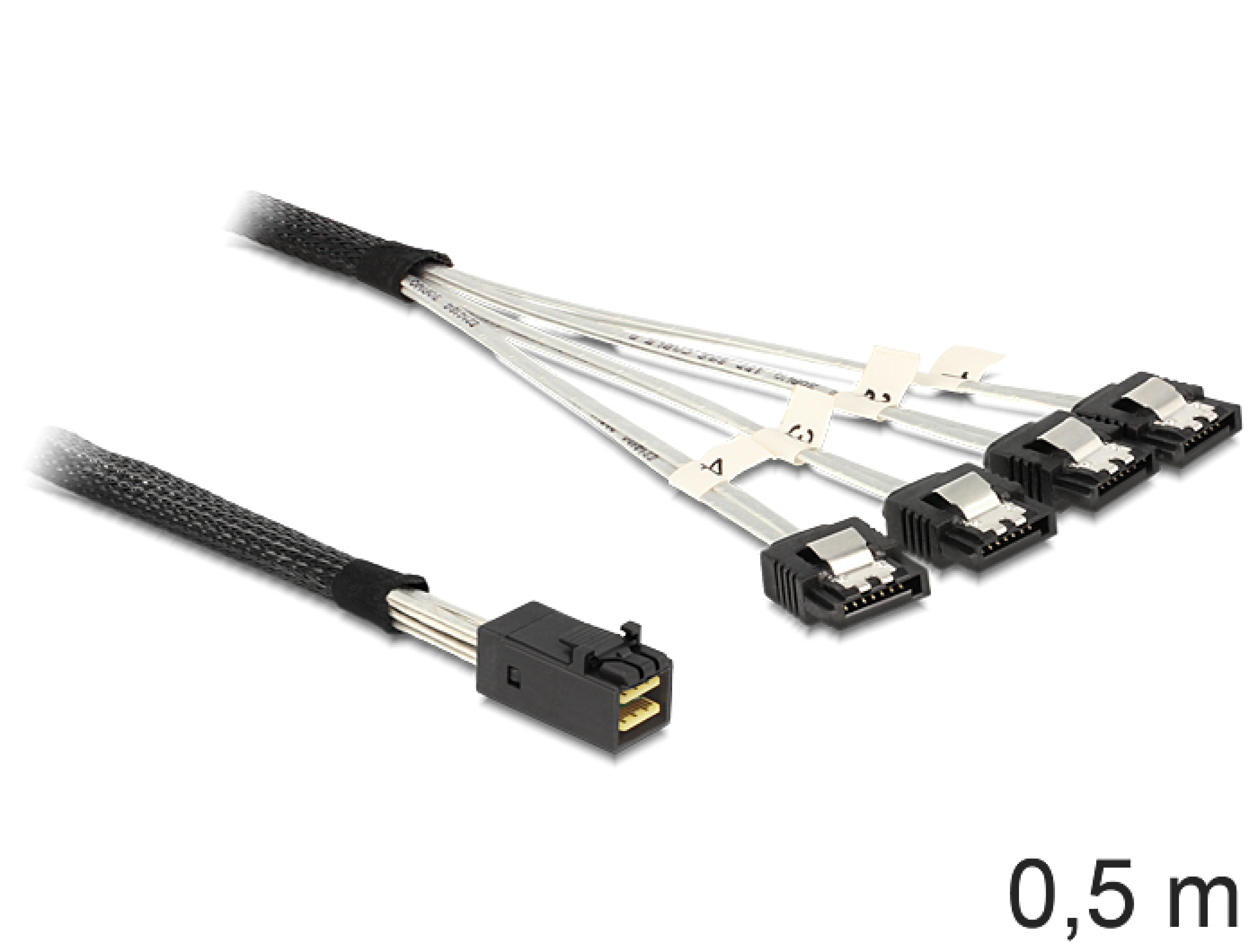 DELOCK SAS Kabel Mini SAS HD -> 4x Sata 7Pin St/St 0.50m