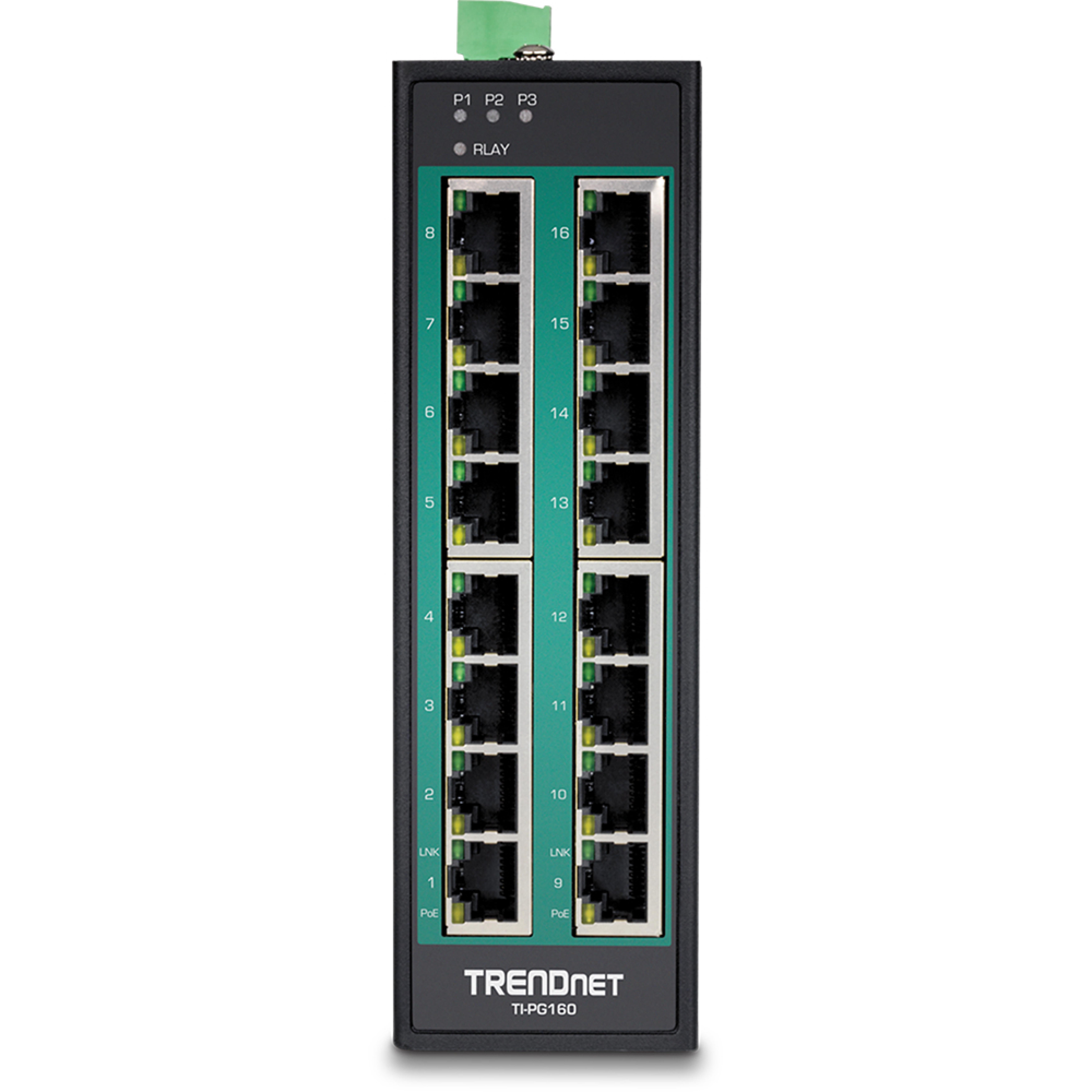 TRENDnet Industrie Switch 16 Port Gbit PoE+ DIN-Rail Metall
