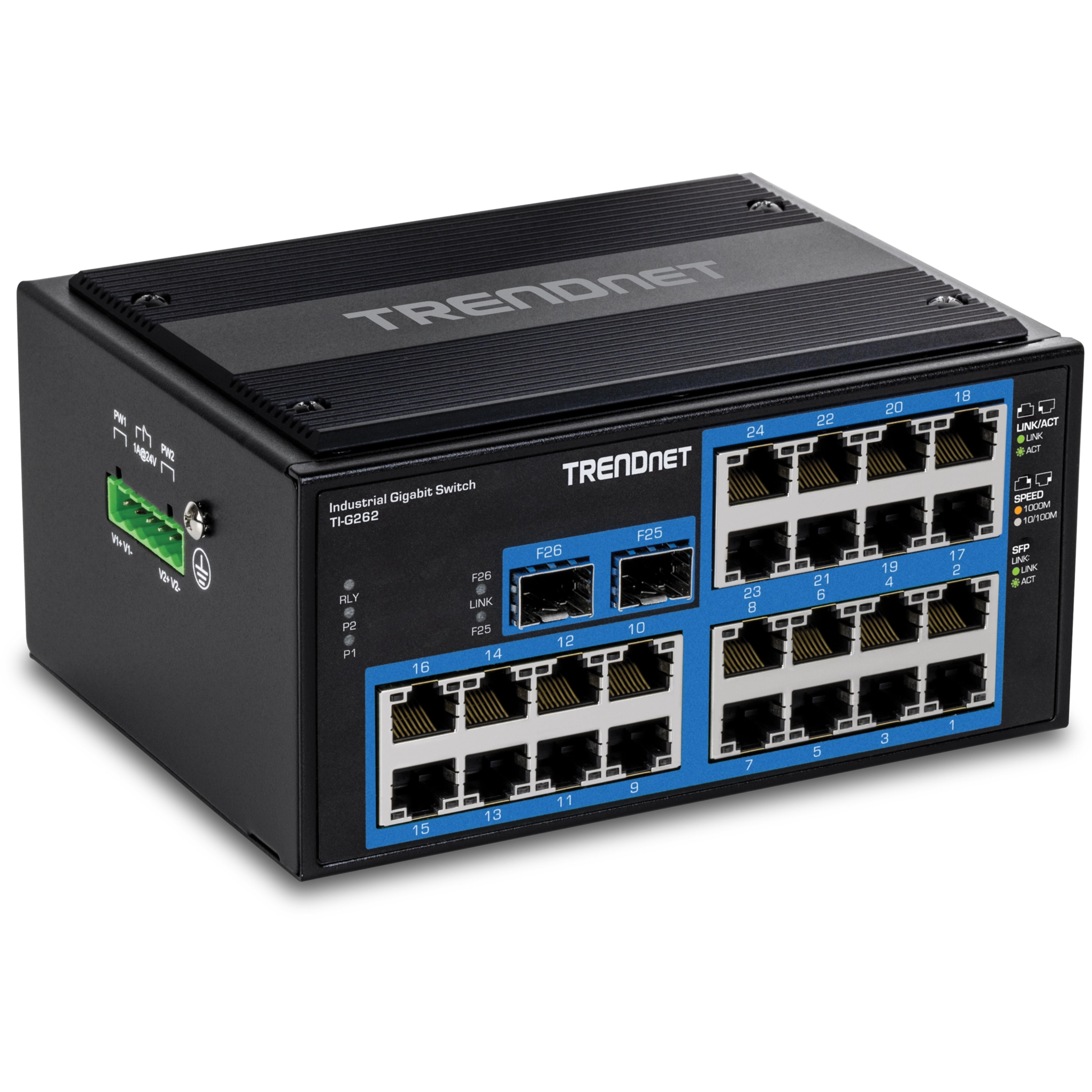 TRENDnet 26-Port Hardened Industrial Gigabit DIN-Rail Switch