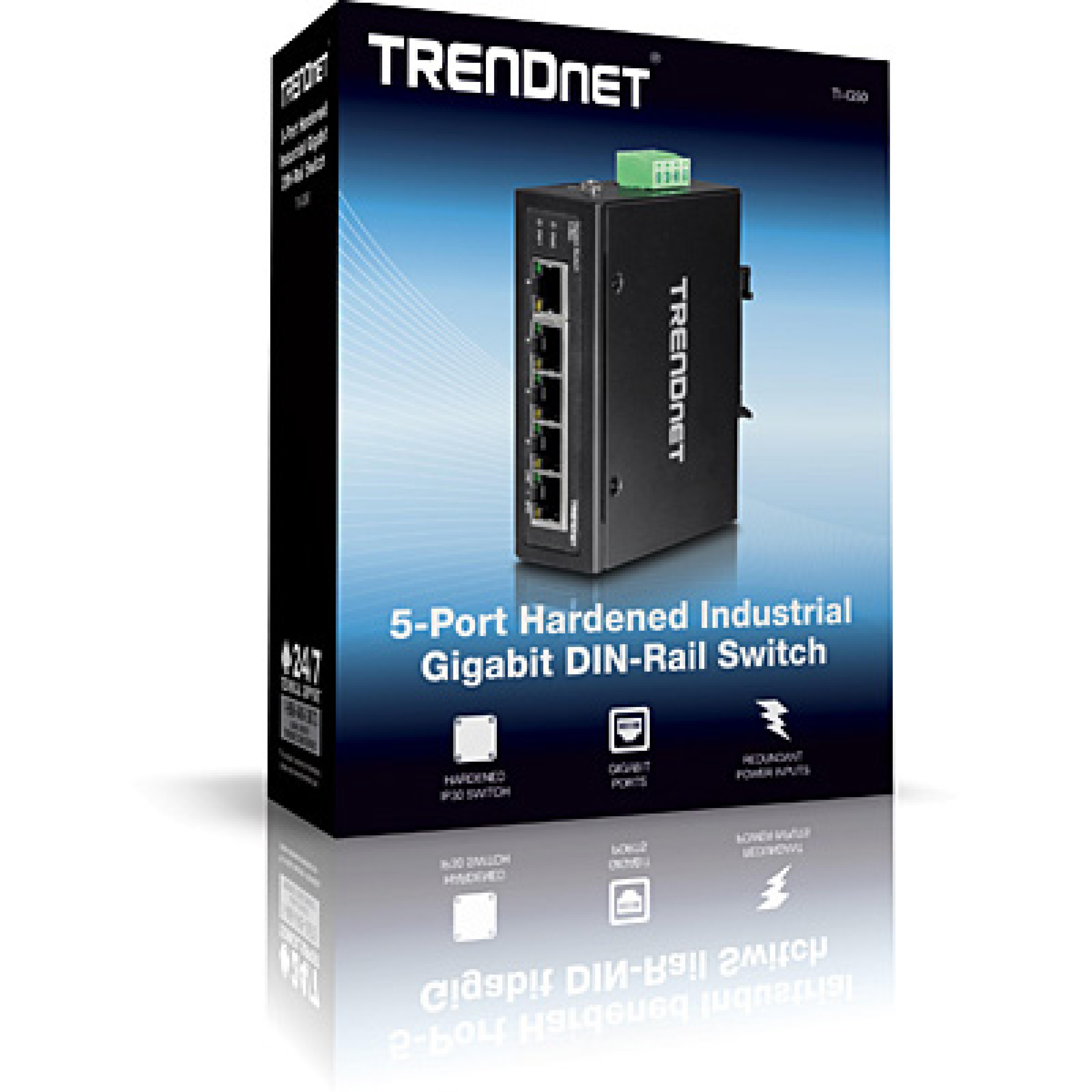 TRENDnet Industrie Switch 5 Port Gbit IP30 DIN-Rail Metall