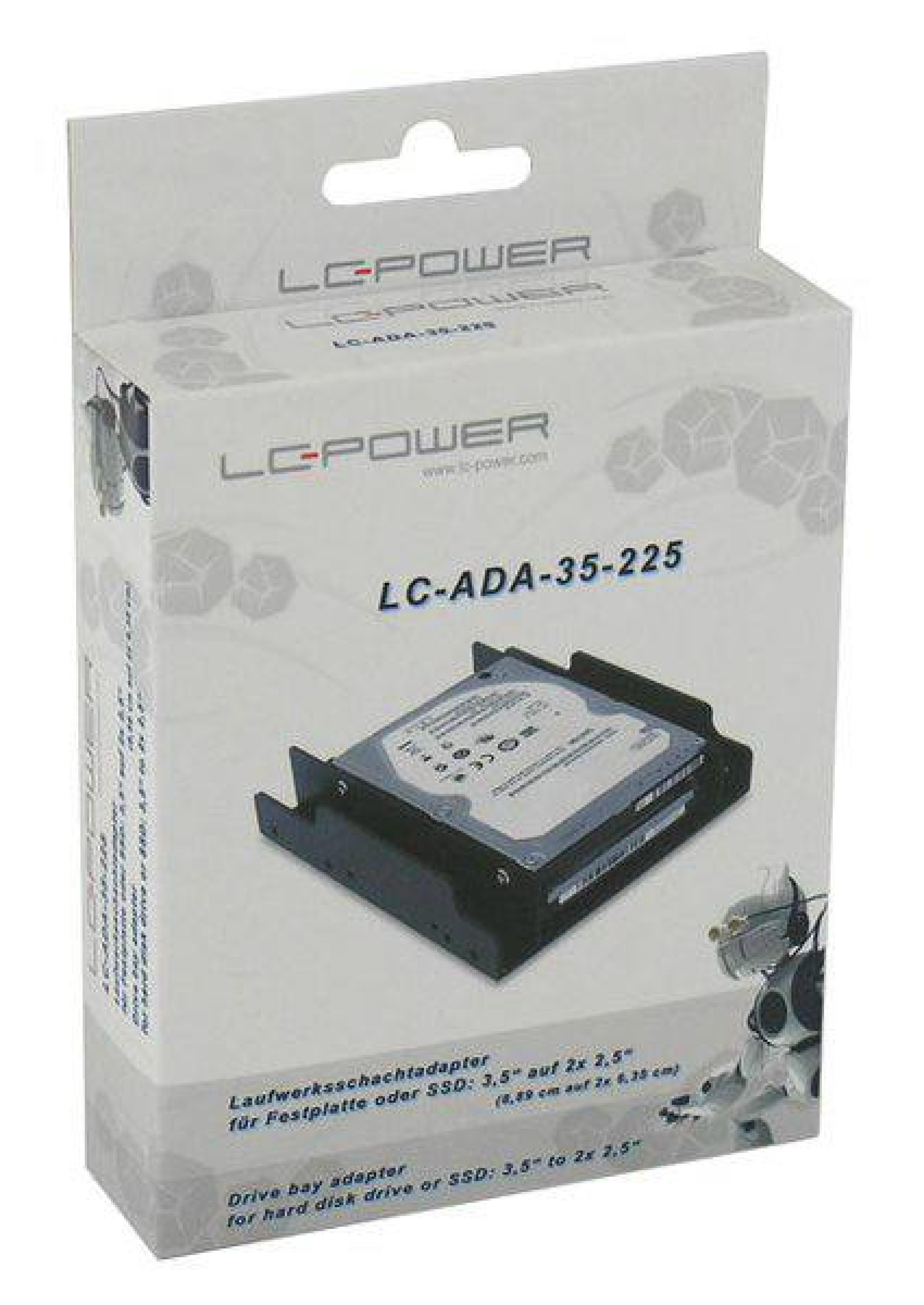 LC-Power Einbaurahmen 8,89cm(3,5") -> 2x6,35cm(2,5")SSD/HD