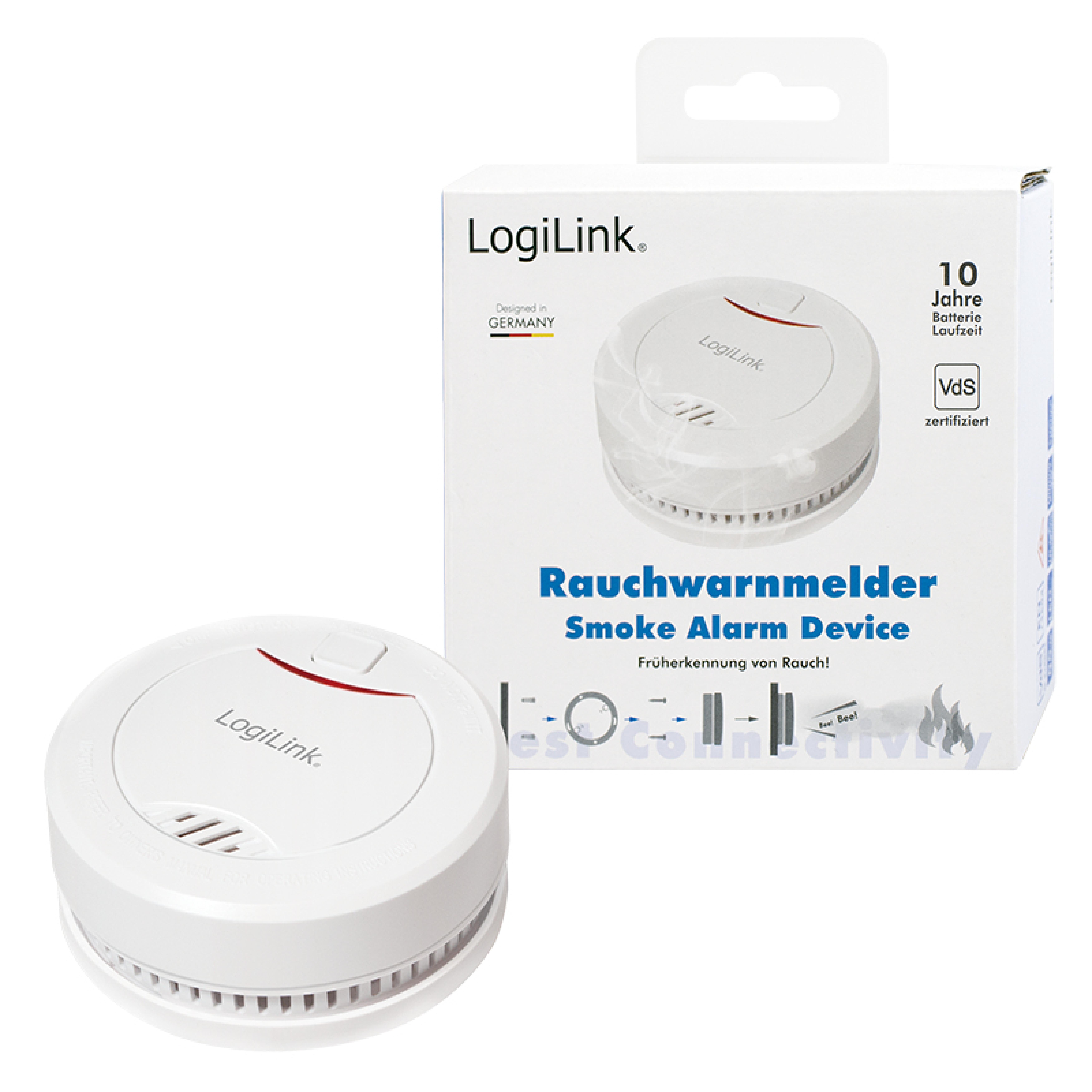 Logilink Rauchmelder mit VdS Zulassung, 10 Jahre Lebensdauer