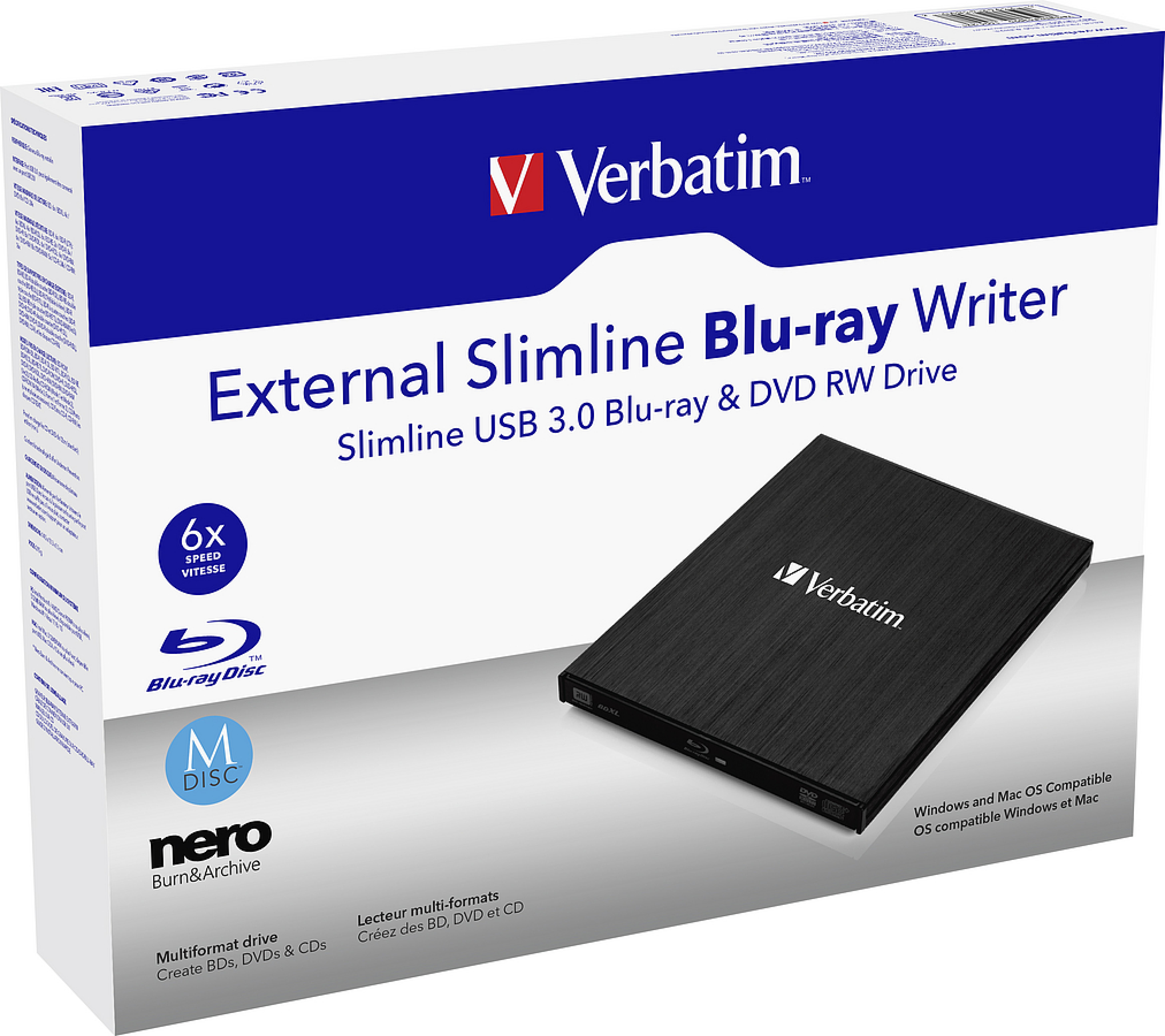 Verbatim Verpackung für Externes Slimline Blu-ray und DVD RW Laufwerk mit USB 3.0