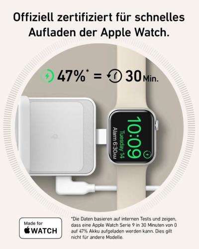 Apple Watch mit Ladegerät, Akku in 30 Minuten auf 47% geladen