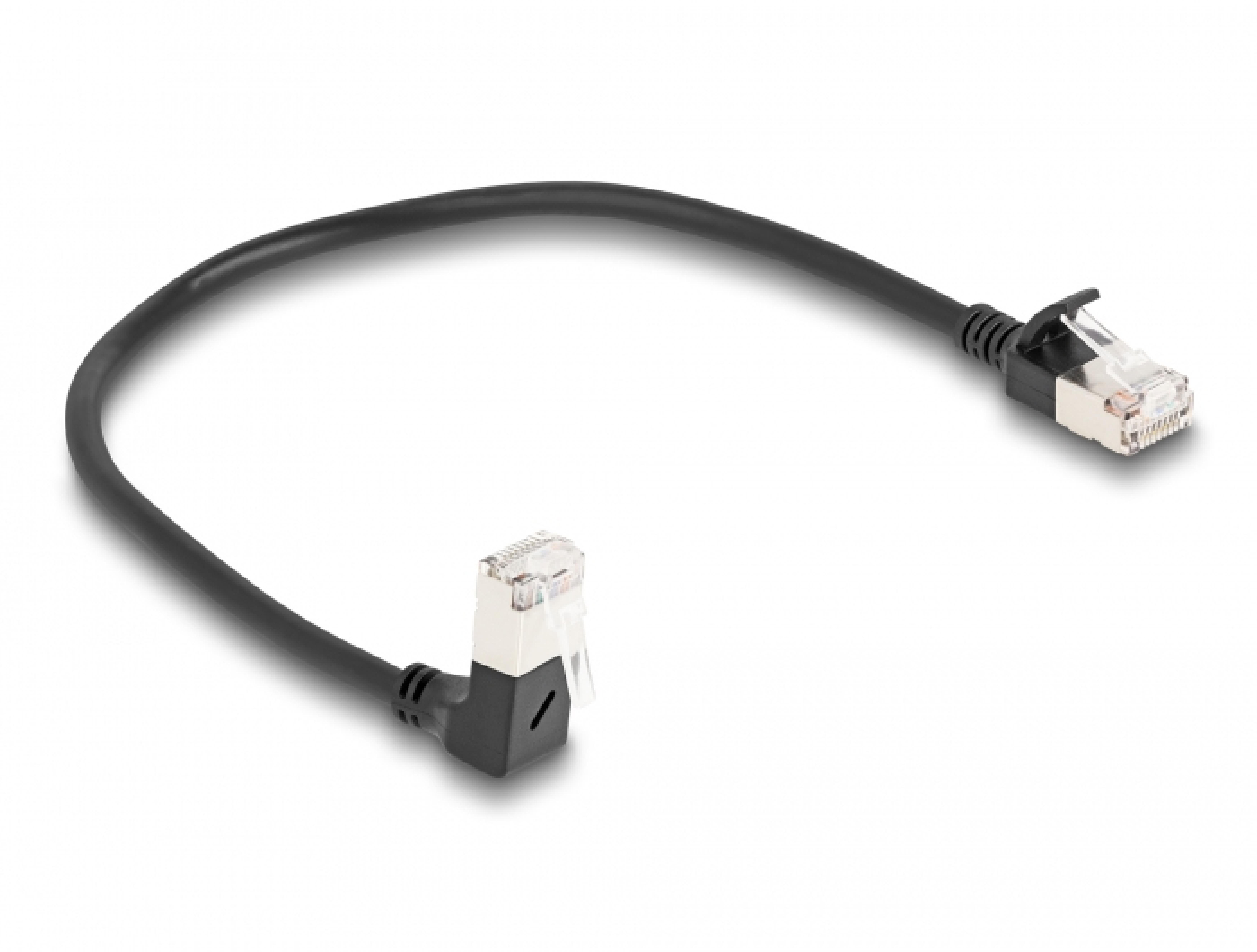 DELOCK RJ45 Netzwerkkabel Cat.6A S/FTP Slim 90°unten 0,25m s