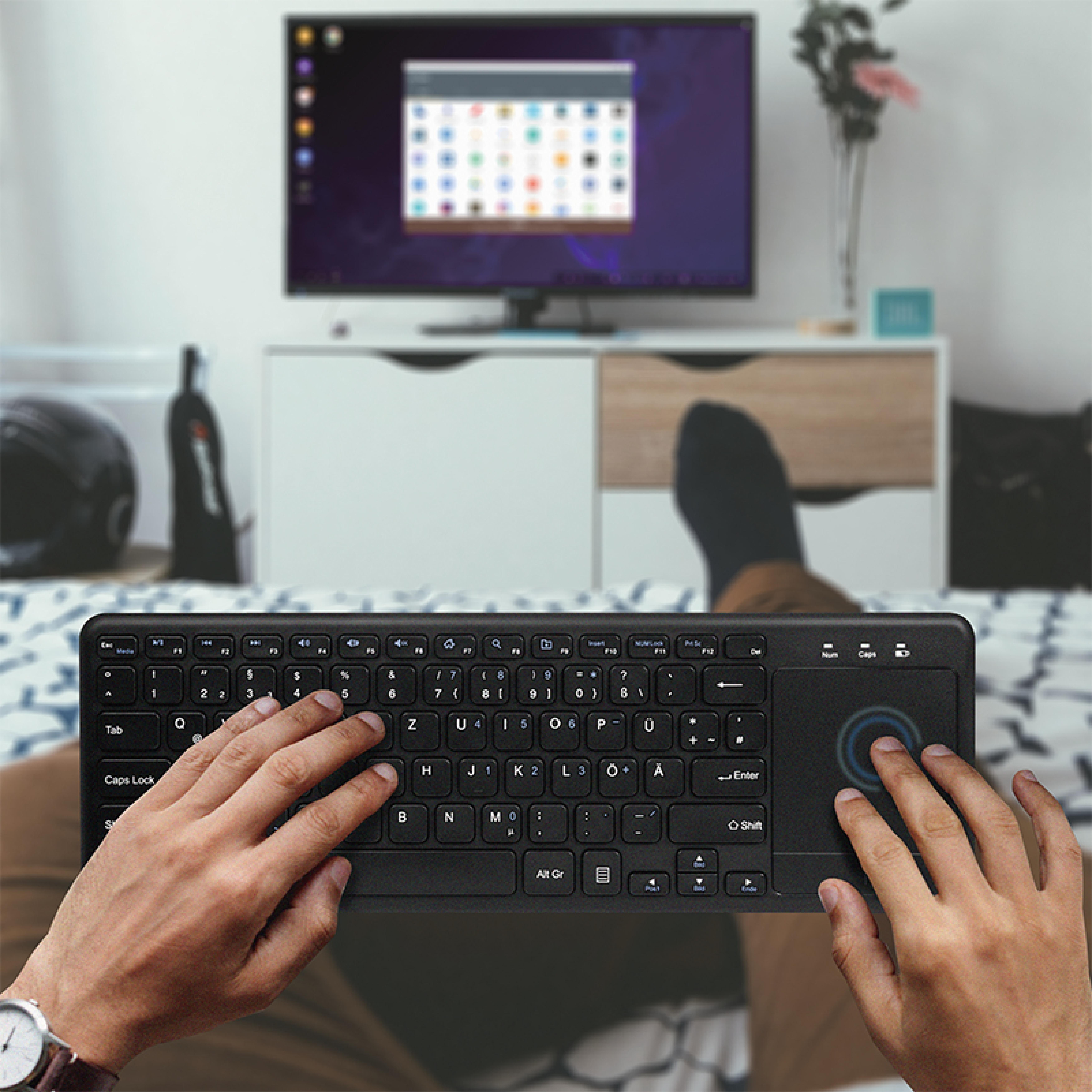 Logilink Tastatur Wireless mit Touchpad, 2,4 GHz, schwarz