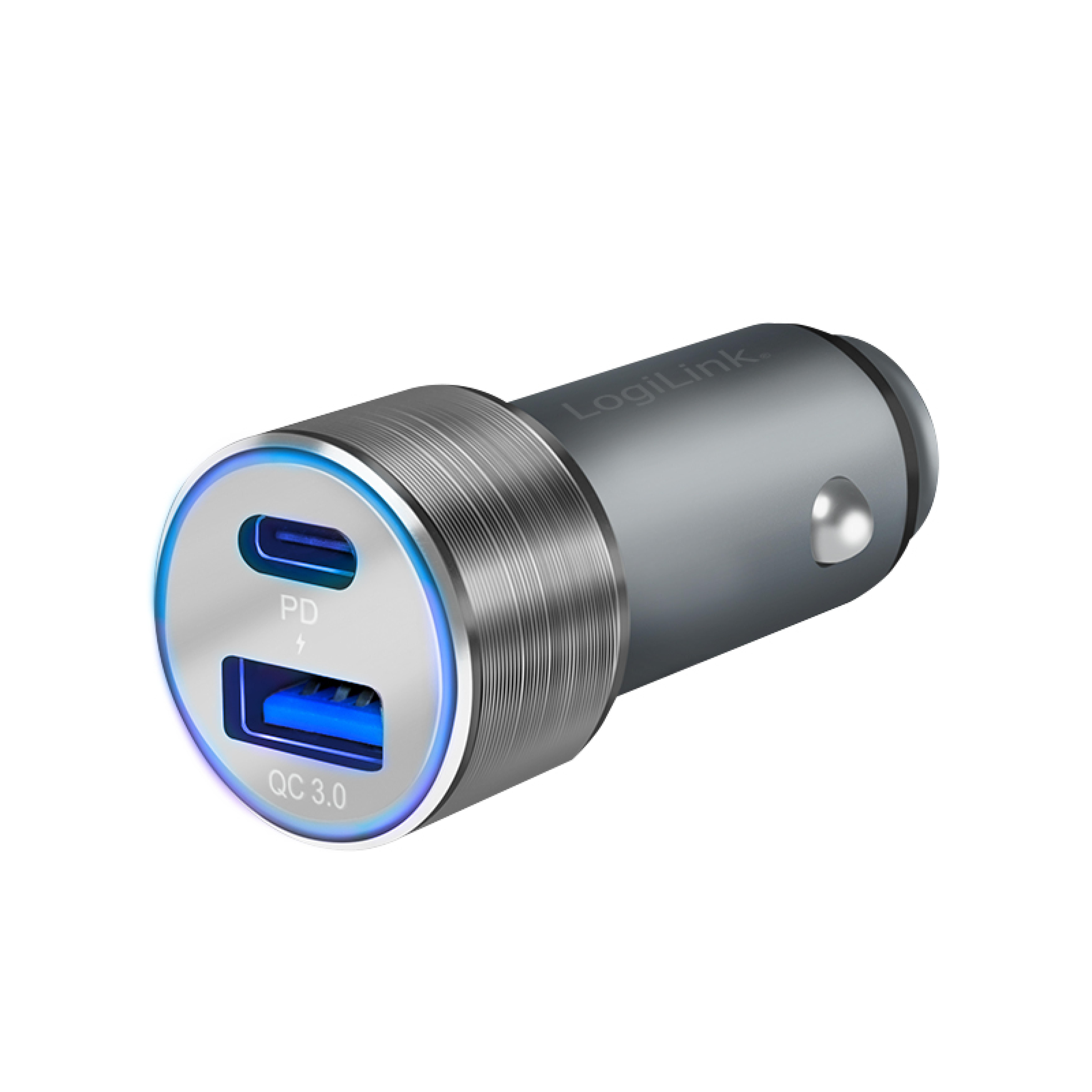 Logilink USB Kfz Ladeadapter 2Port 1xUSB-C PD,1xUSB-A QC,36W