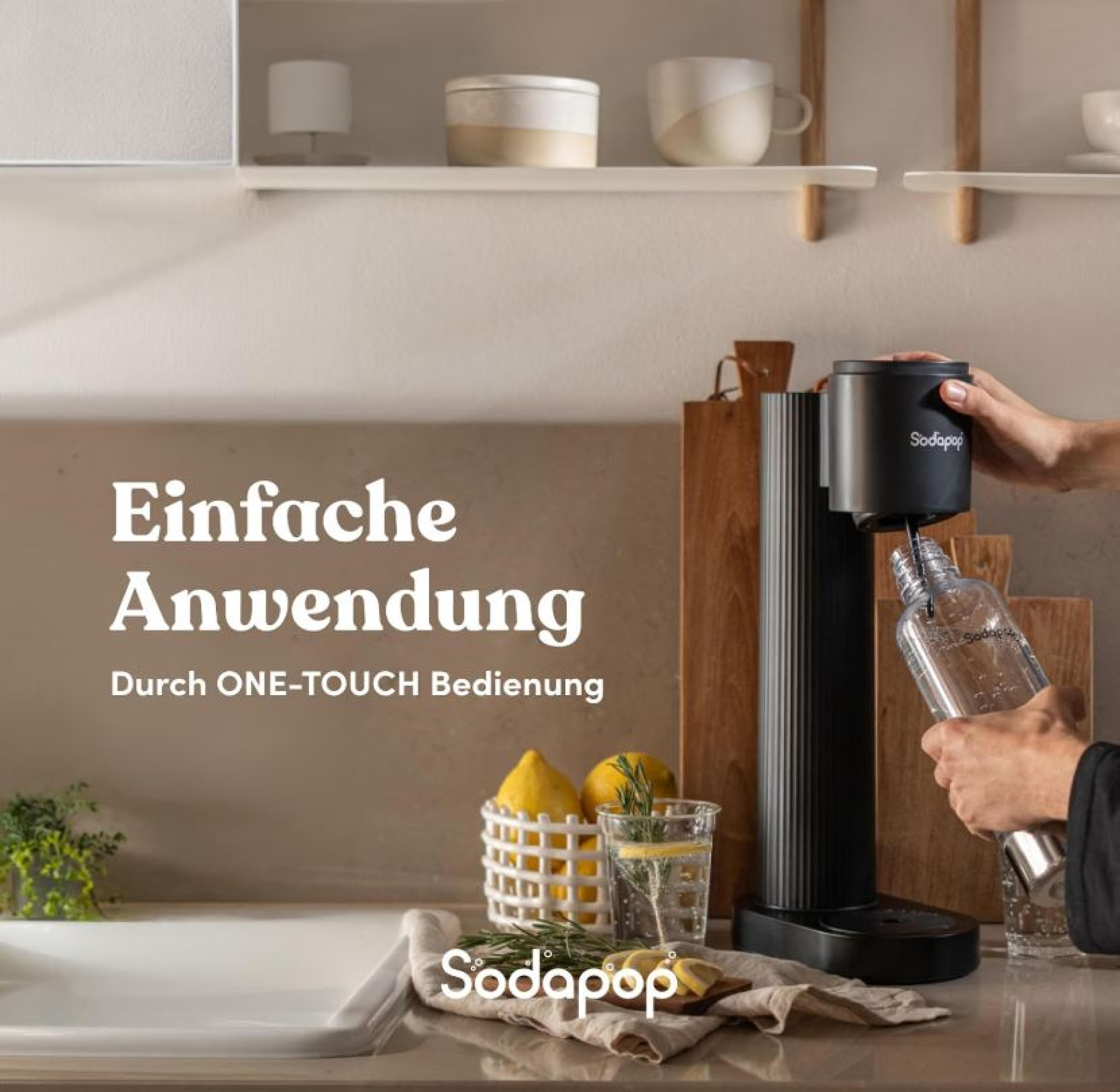 SODAPOP Wassersprudler Cooper Pro schwarz mit PET- und Edelstahlflasche