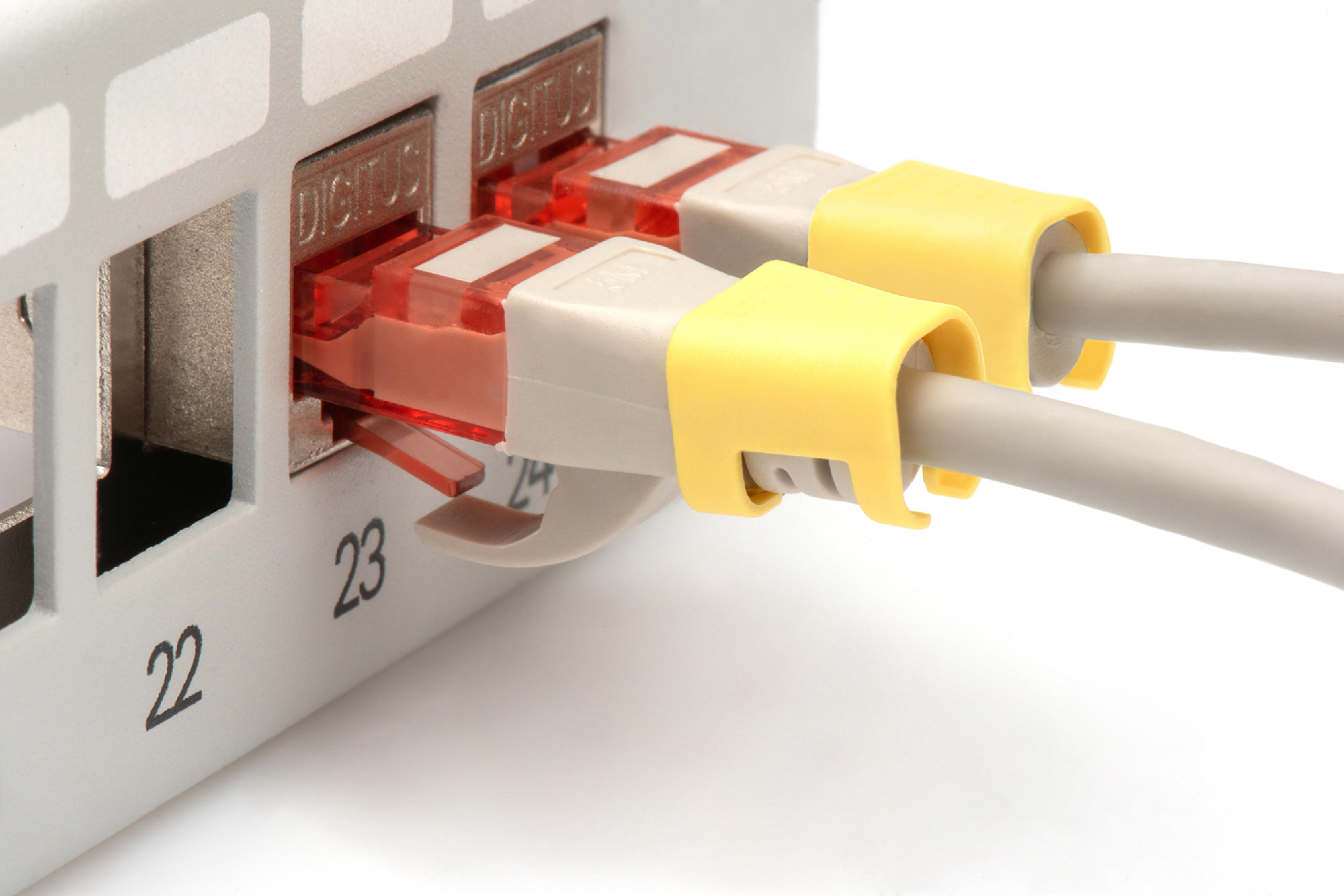 DIGITUS Farbclips fuer Patchkabel RJ45 100 Stueck gelb