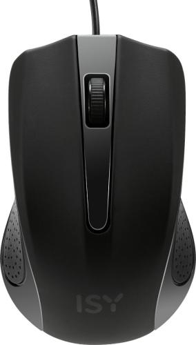 ISY Corded Optical Mouse, 1000 dpi, black rubber