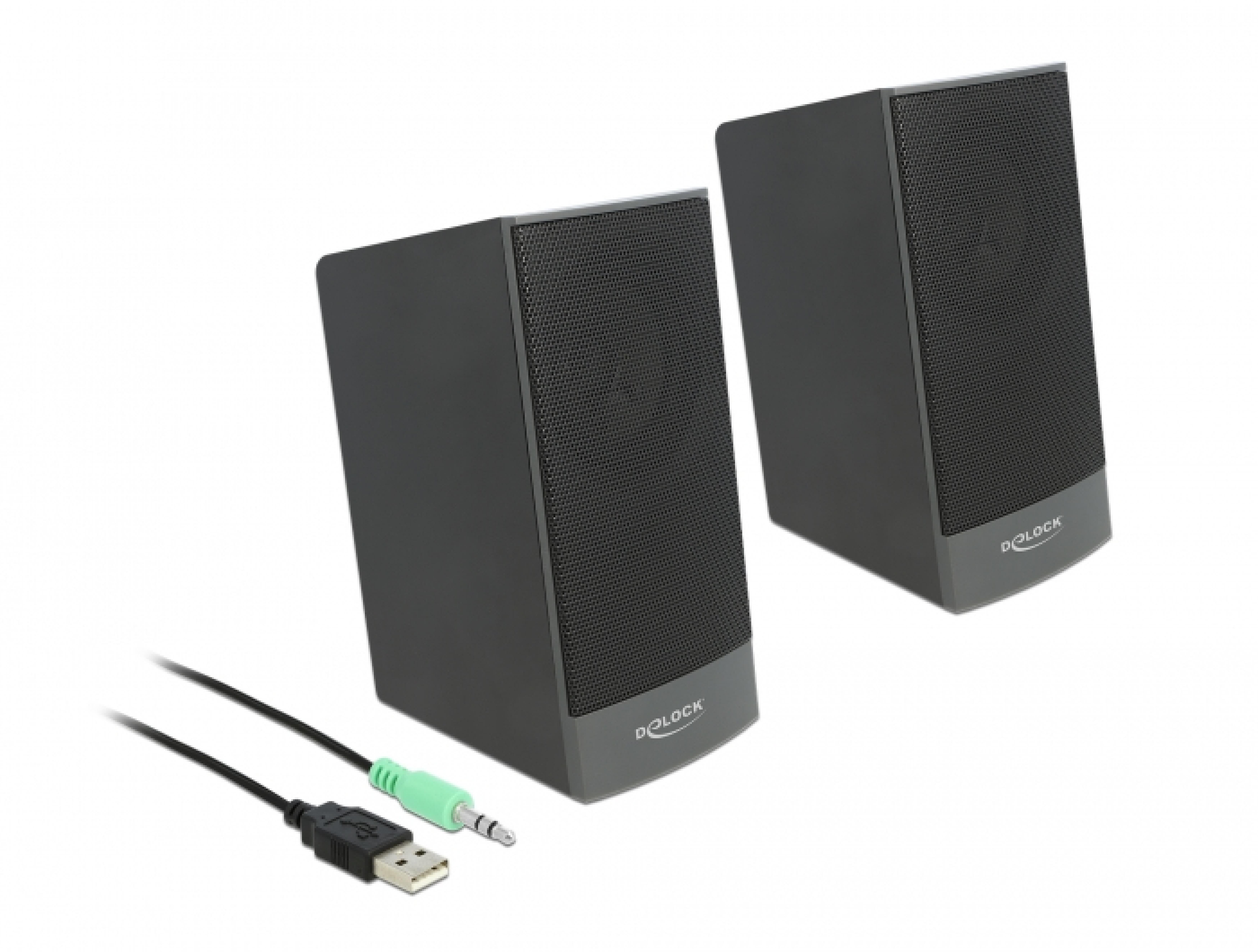 DELOCK Stereo 2.0 PC Lautsprecher 3,5mm Klinkenstecker USB