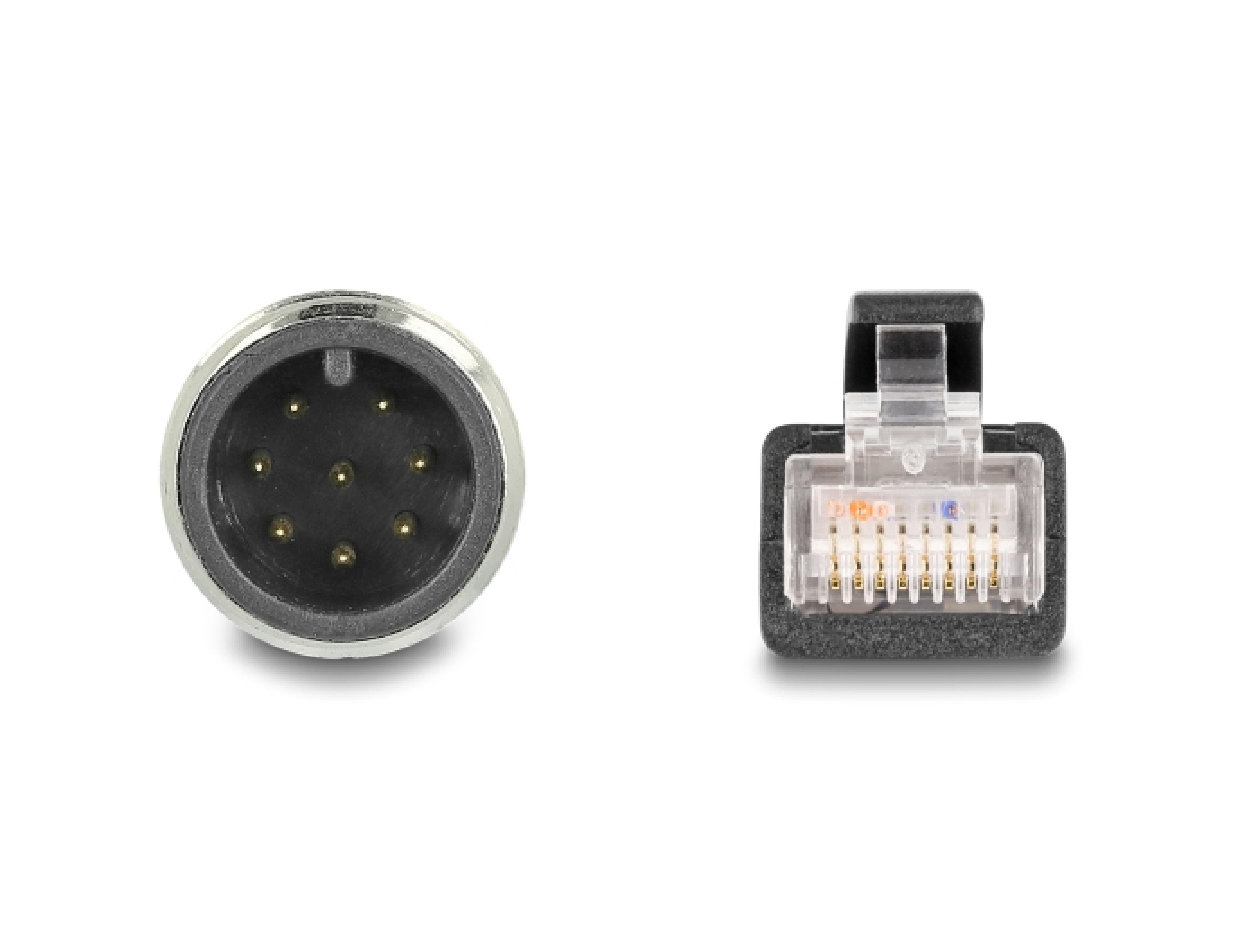 DELOCK M12 Kabel A-kodiert 8 Pin St. zu RJ45 St. PVC 5 m
