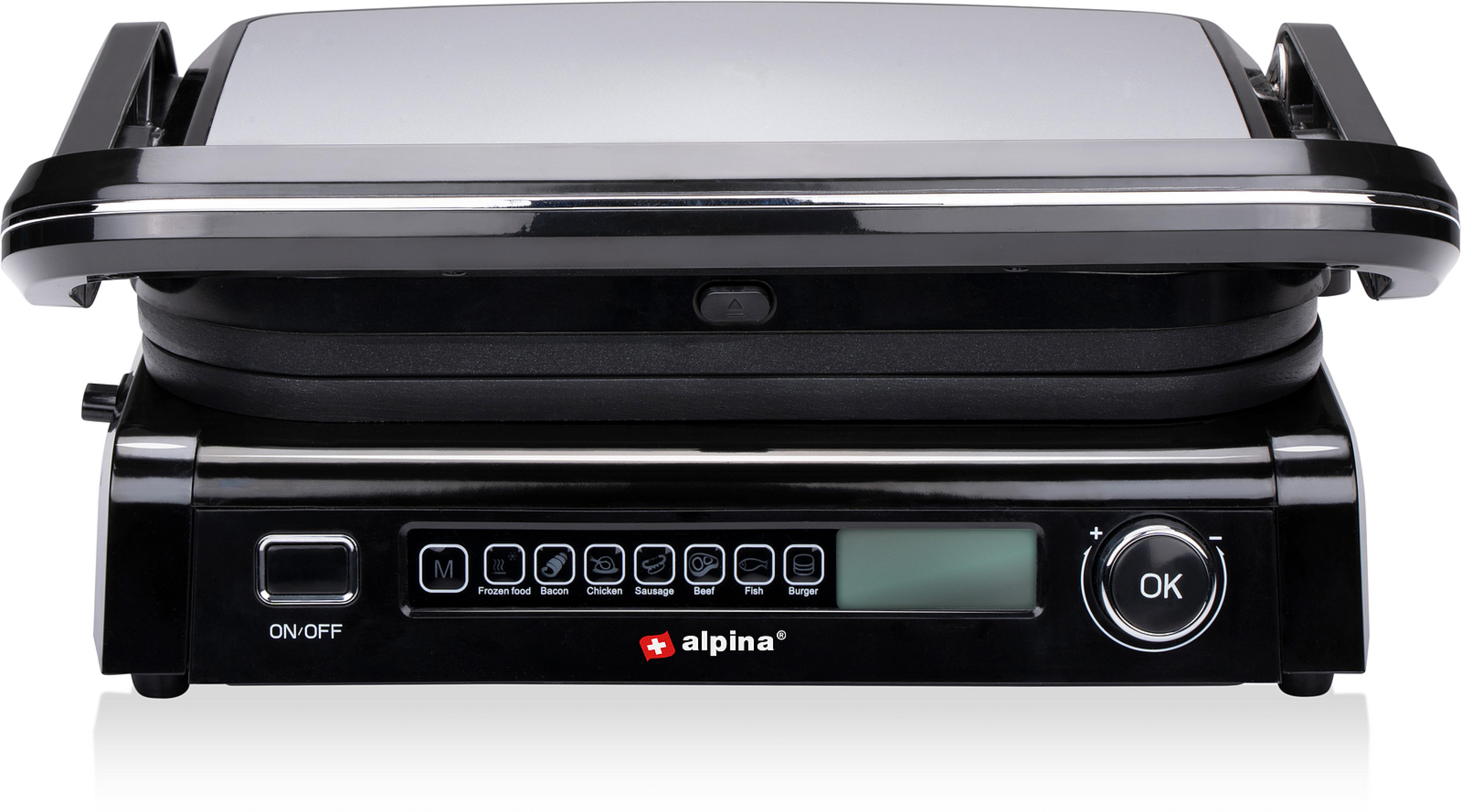 ALPINA Kontaktgrill, 230V, 2100W, Edelstahl