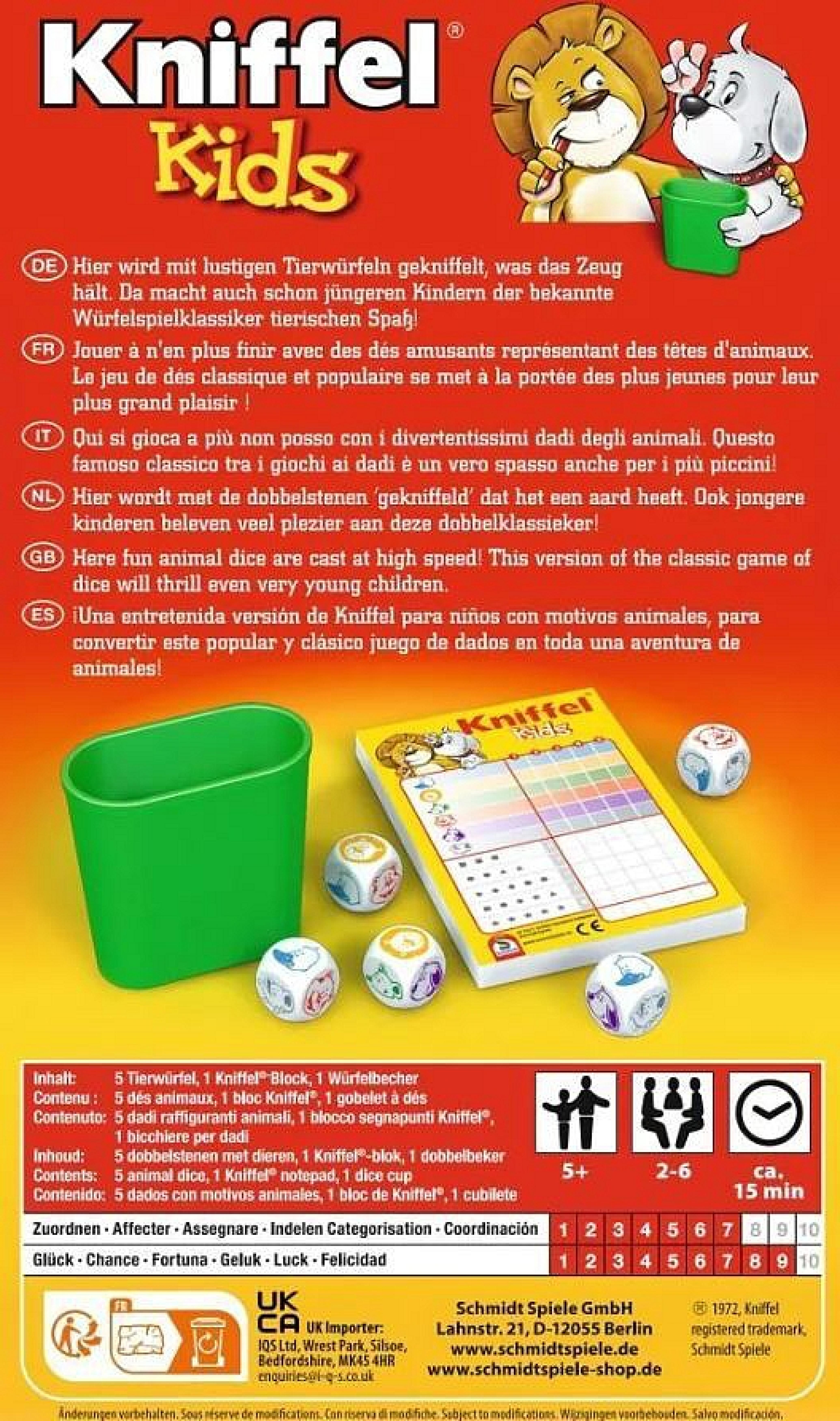 VERLAG: SCHMIDT SPIELE Kniffel Kids, Kinderspiel
