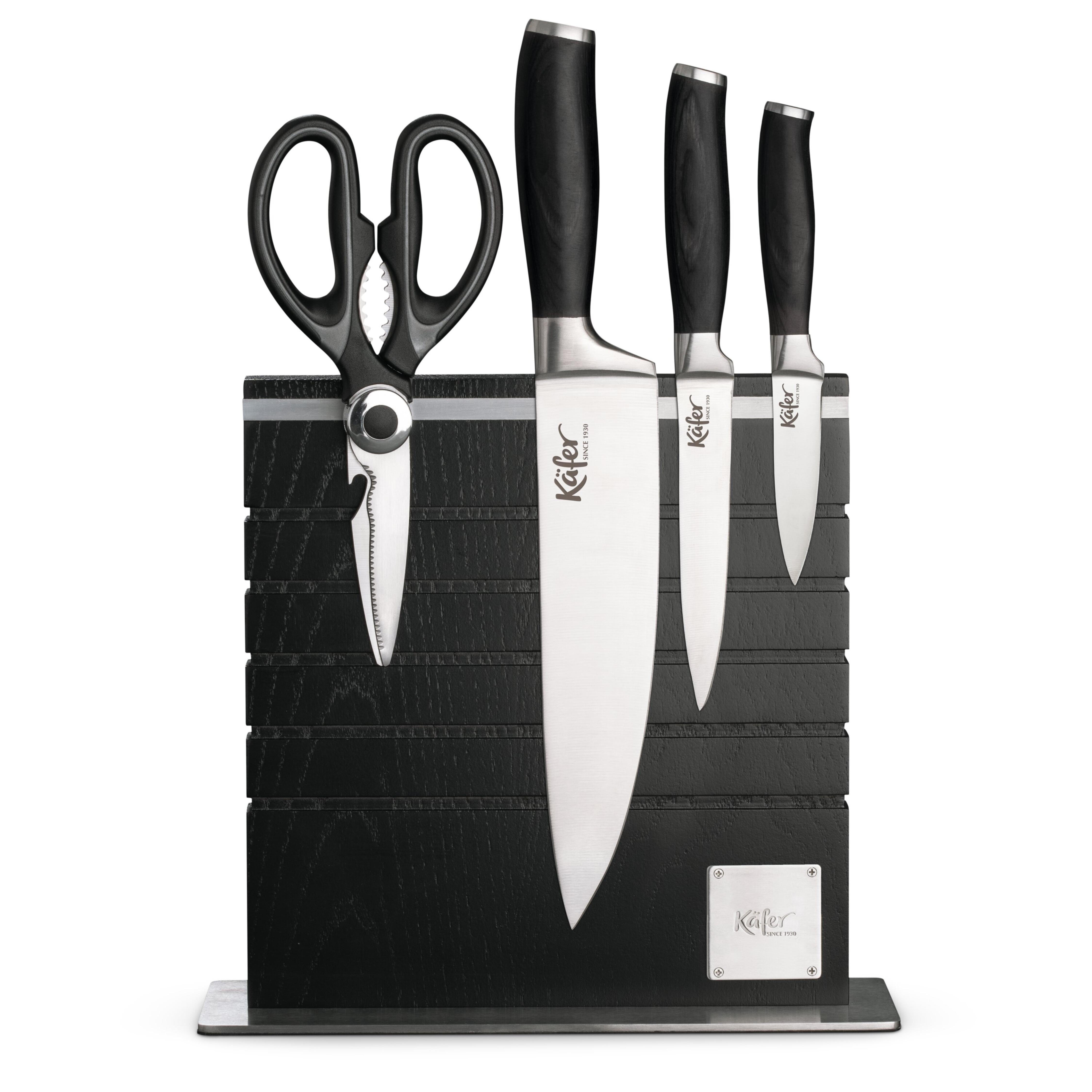 Käfer Messer Set Pakka Schwarz 5-tlg. mit Bambusblock