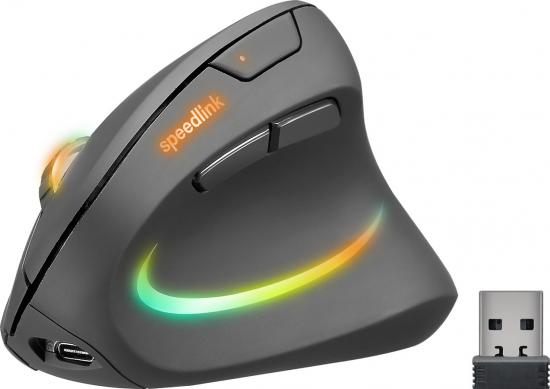 SPEEDLINK PIAVO PRO RGB Rechargeable Vertical Ergonomic Mouse - Wireless, rubber-black