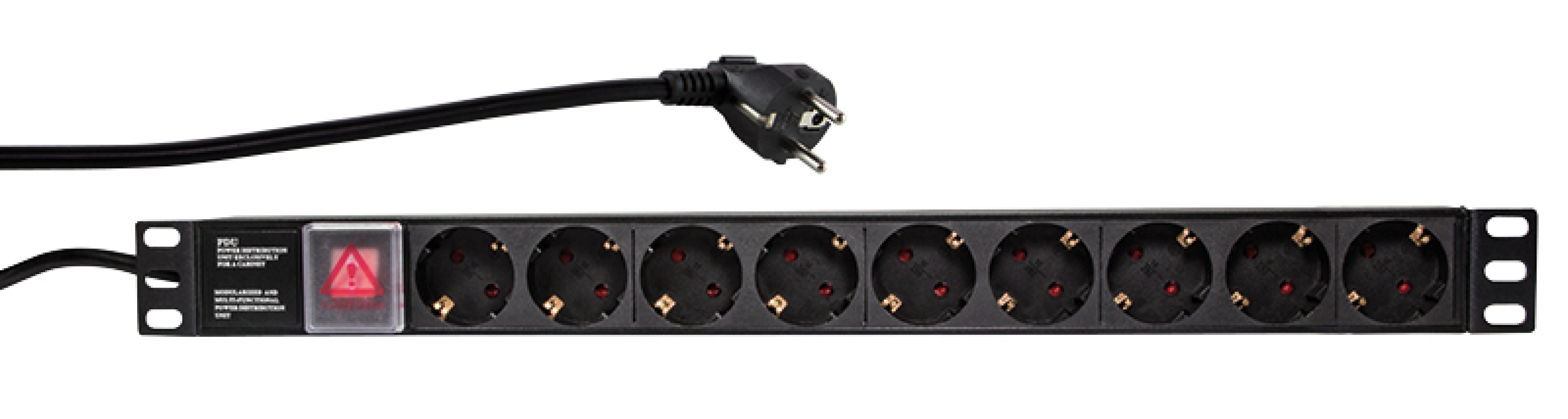 Logilink 19" Steckdosenleiste 9fach mit An/Aus Schalter