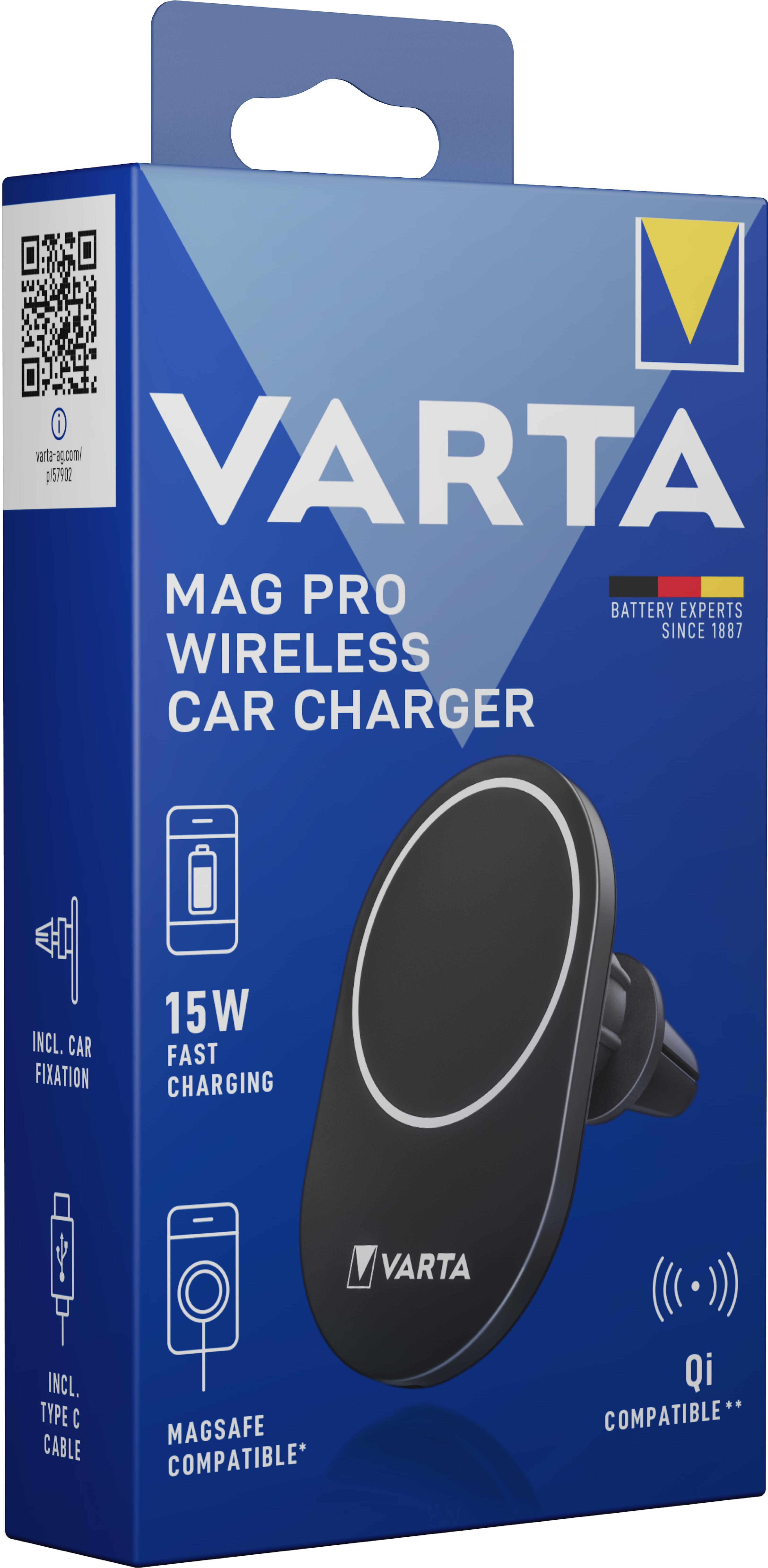 Varta Mag Pro Wireless Auto Ladegeraet 15W schwarz