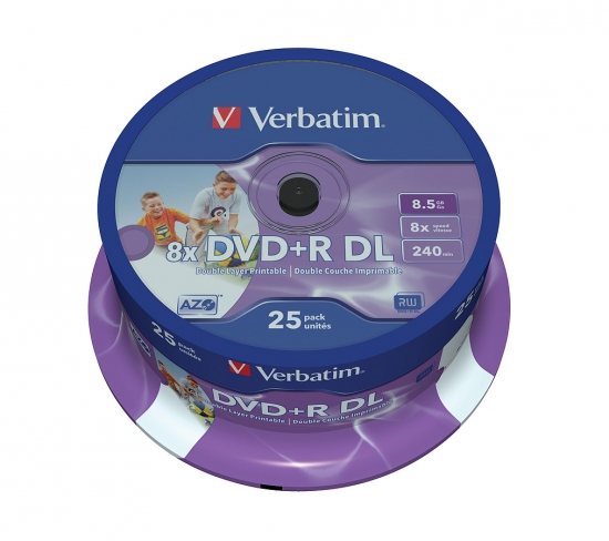 VERBATIM DVD+R DL 8.5GB 8x 25er Spindel bedruckbar