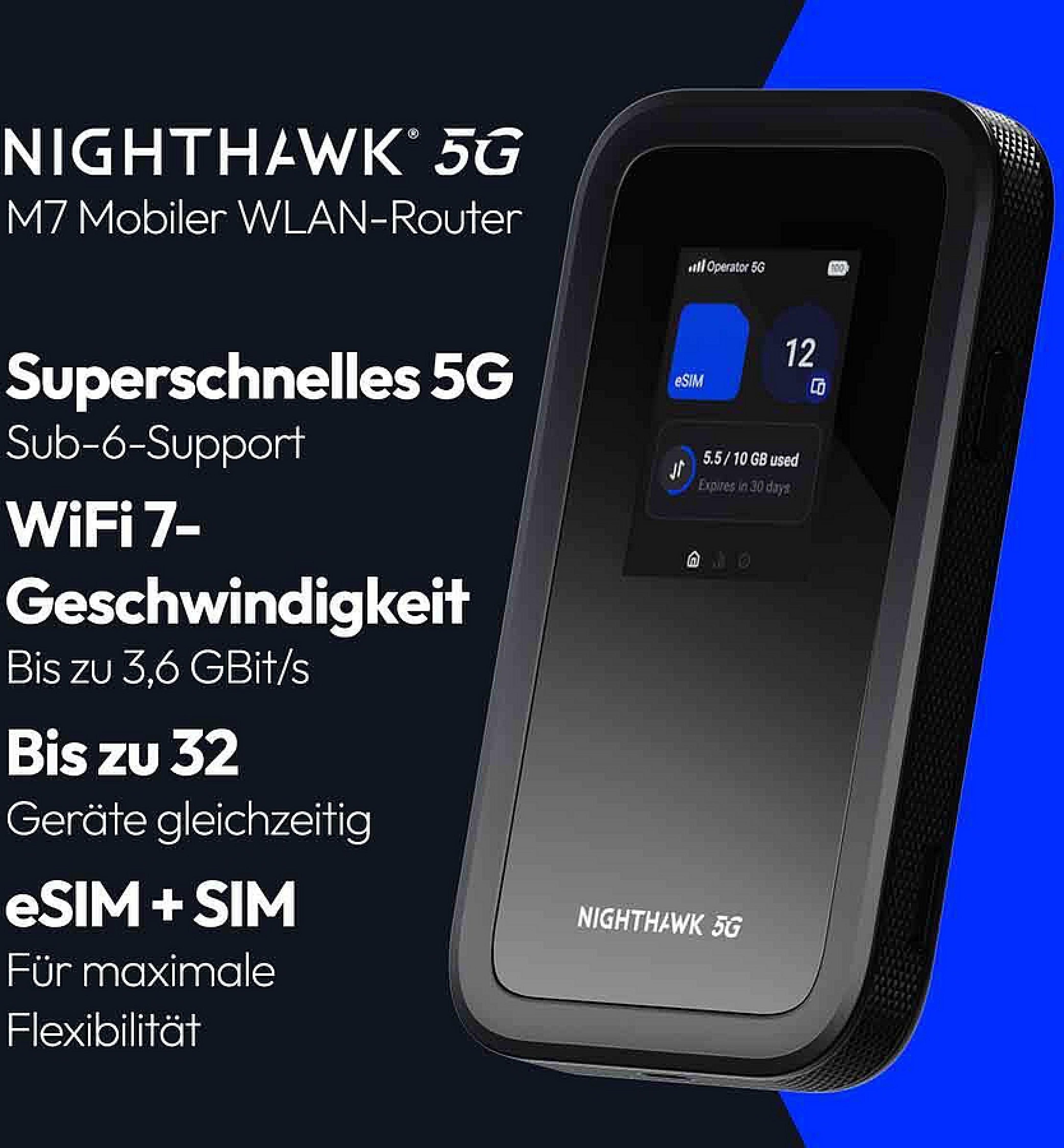 NETGEAR Nighthawk 5G M7 Portable WiFi Hotspot mit eSIM