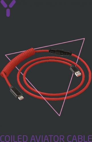 ISY USB-C Coiled Aviator Cable, red