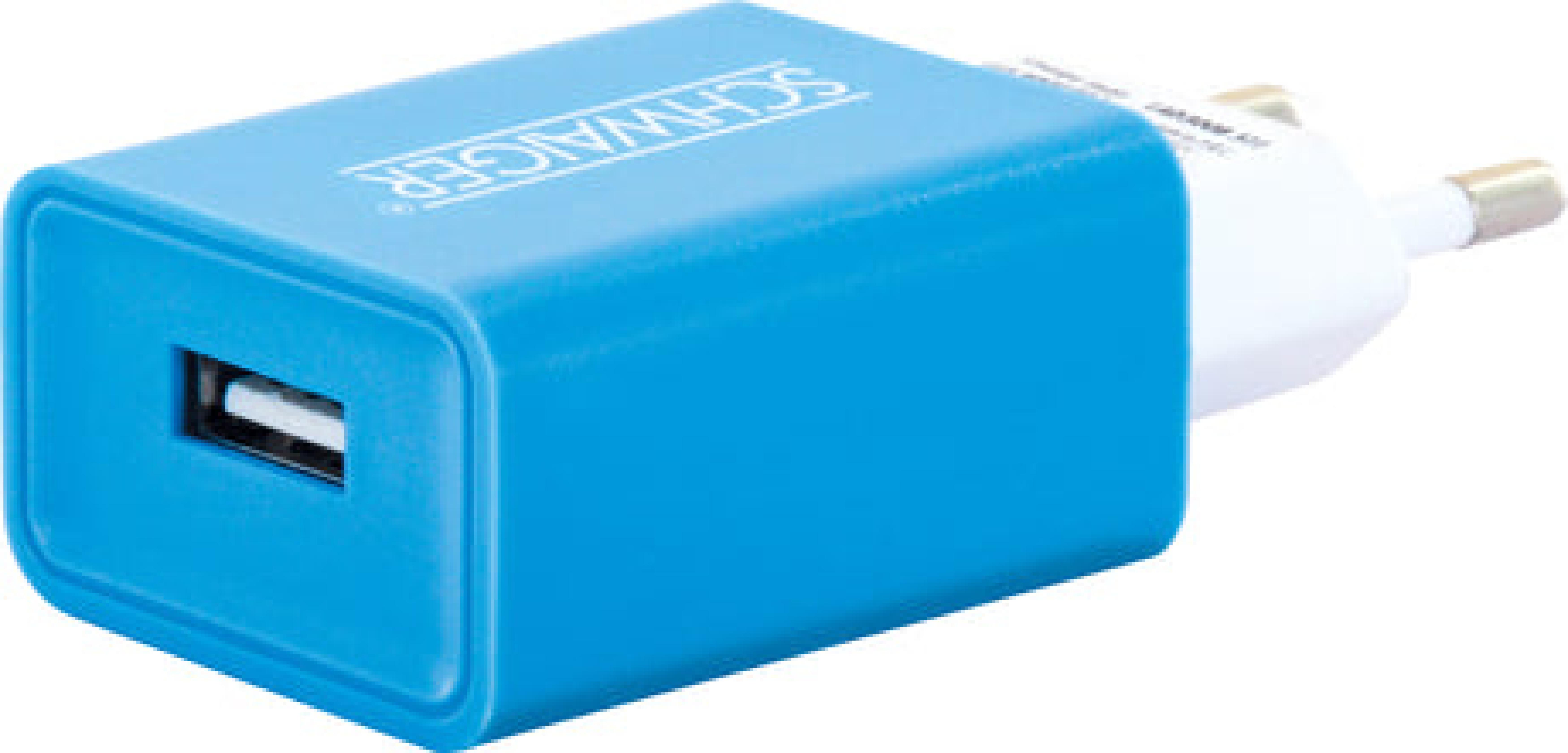 Schwaiger Ladegeraet Schutzsystem USB 2.0 A 230V Tuerkis Blau