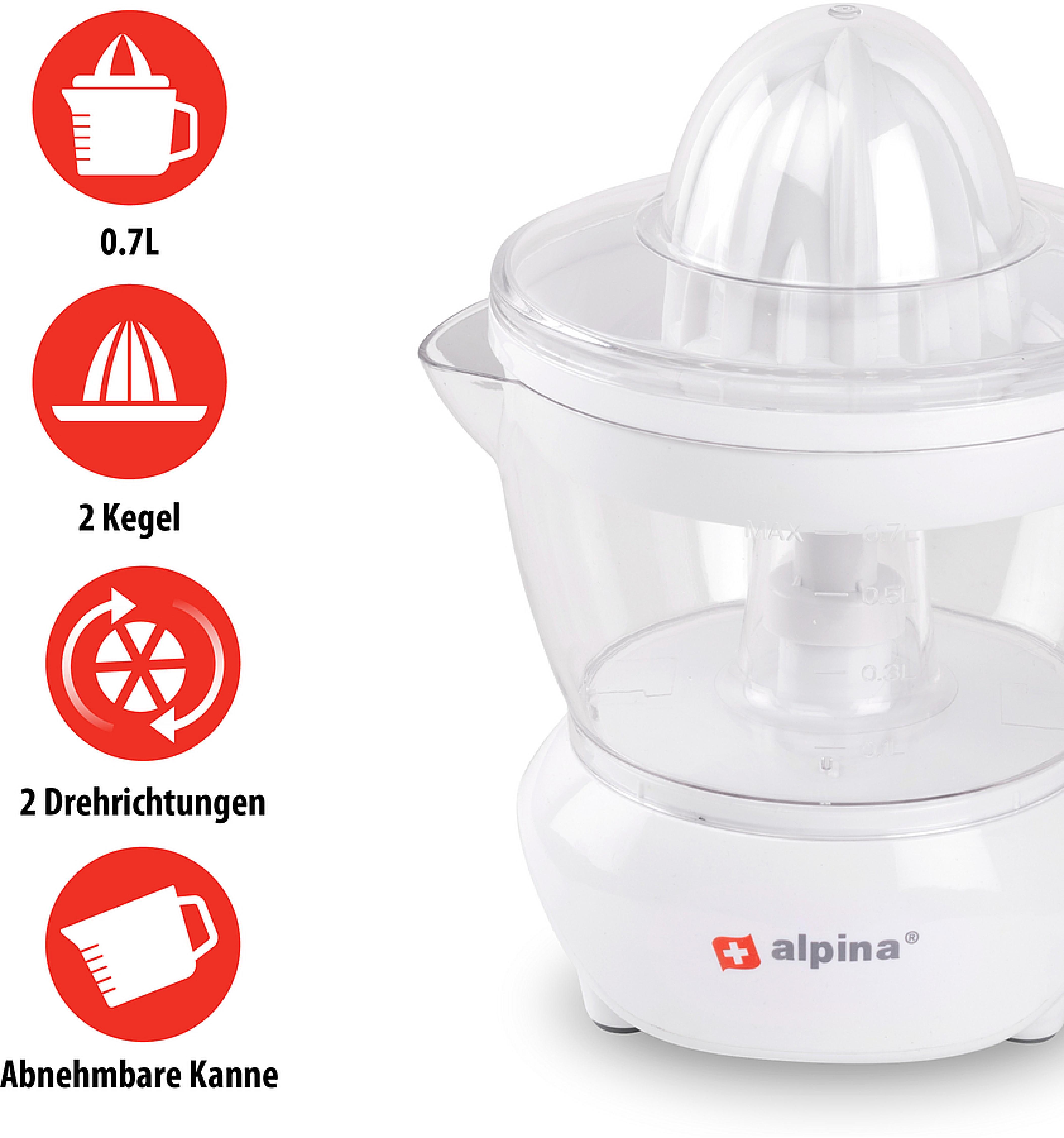 ALPINA Elektrische Zitruspresse, 700ml, 25W, weiß